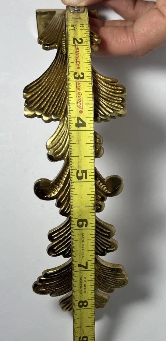 Brass Leaf Curtain Tiebacks 9” Length Single Item Only (Multiple Available) NOS