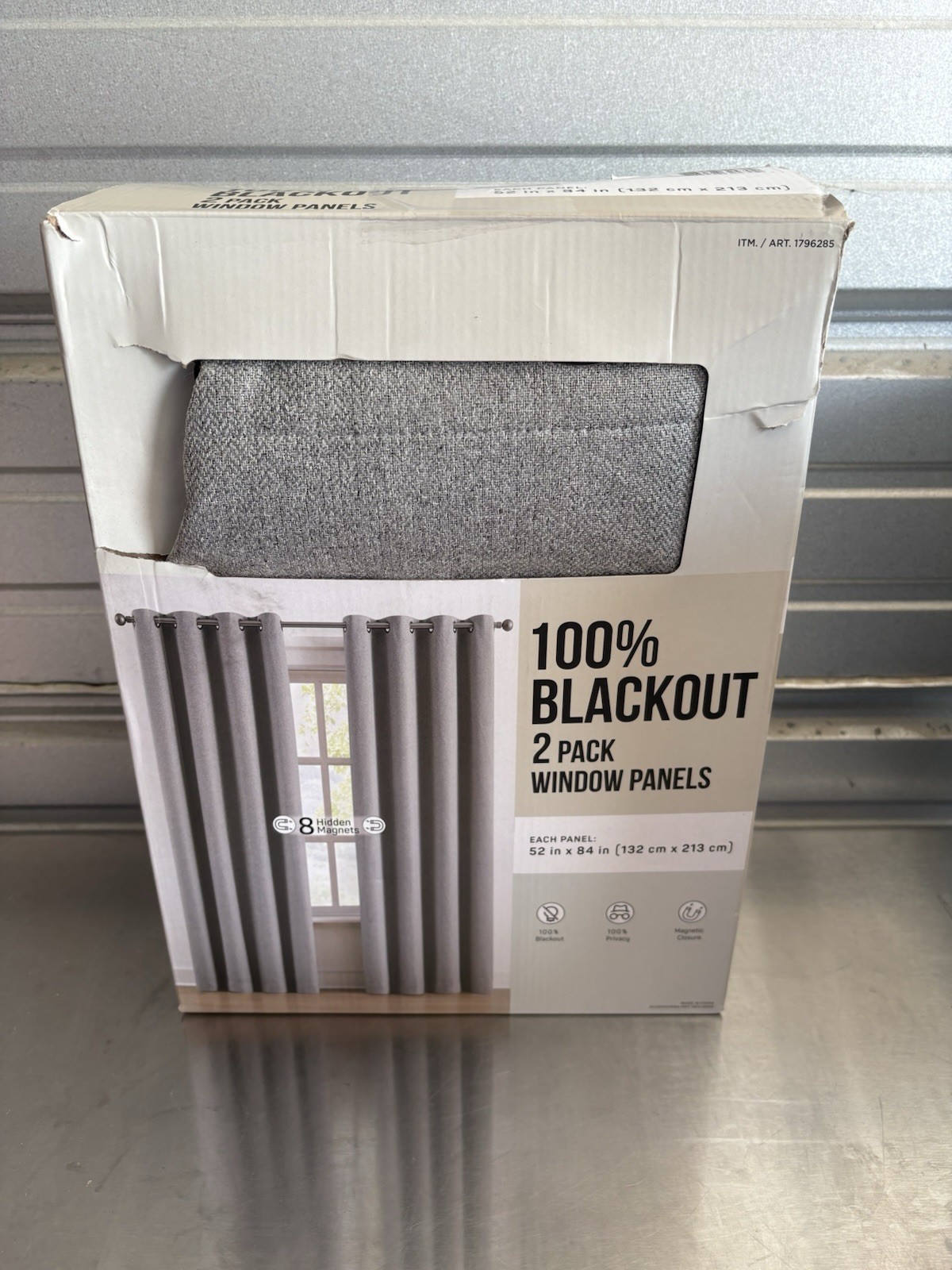 SunSmart Total Blackout Lined Panel Pair with Grommets, Gray 52” x 84”