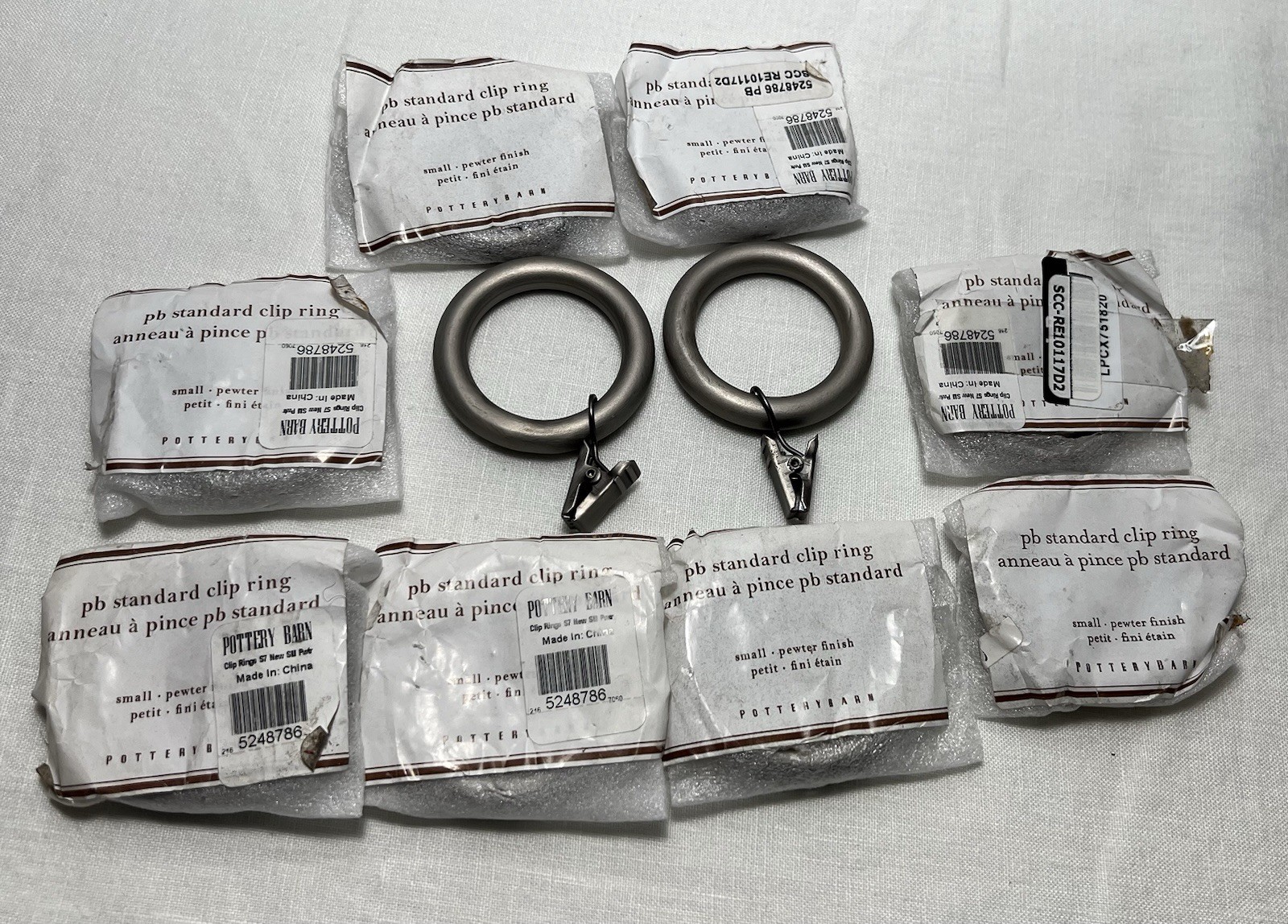 Pottery Barn Standard Clip Curtain Ring Small Pewter Set Of 10