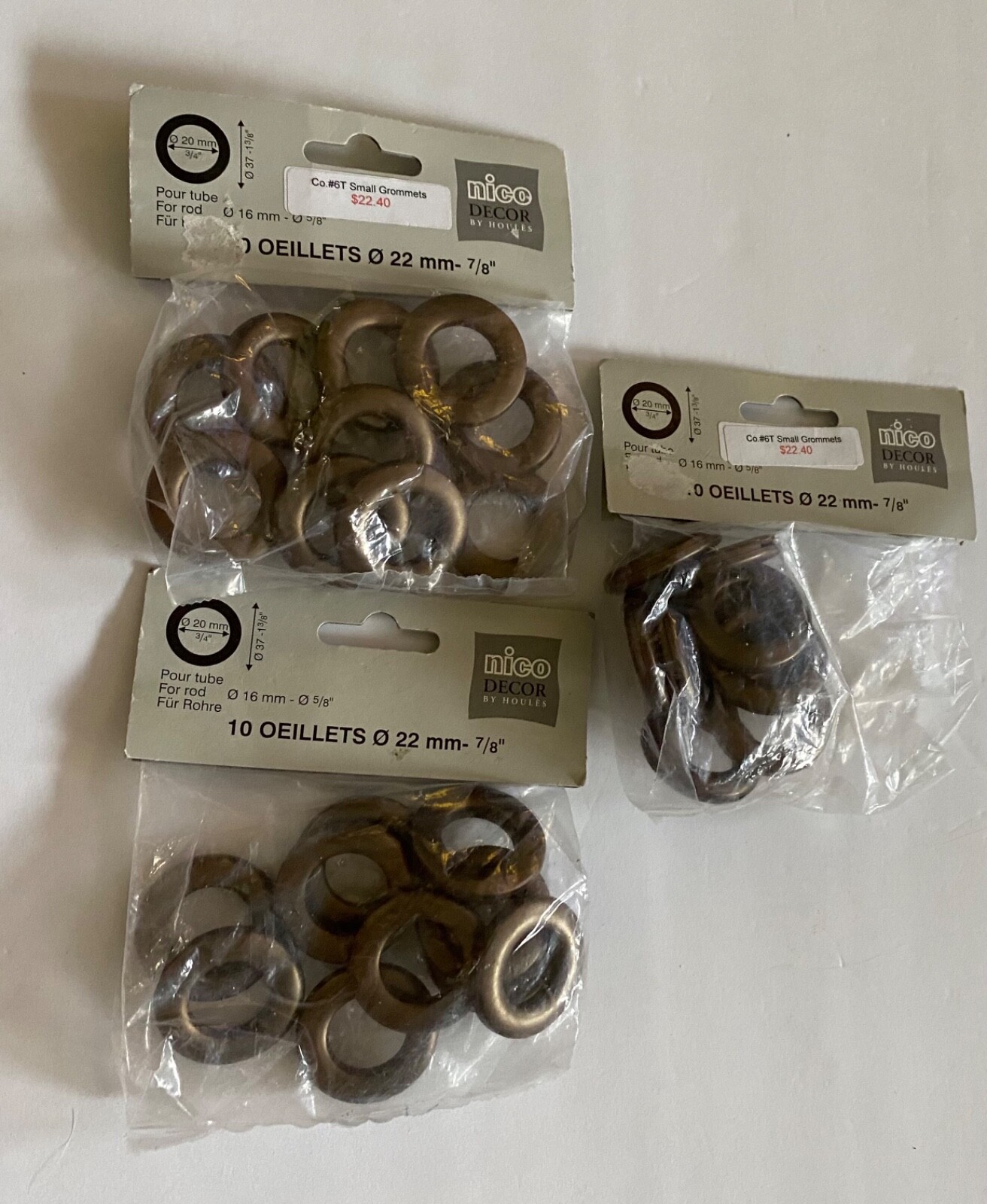 Nico Decor by Houles Curtain Grommets Eyelets Brown Plastic 30 pieces new 7/8”