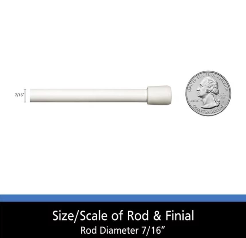 Mainstays Adjustable Spring Tension Curtain Rod 28-48 in White 7/16 Steel