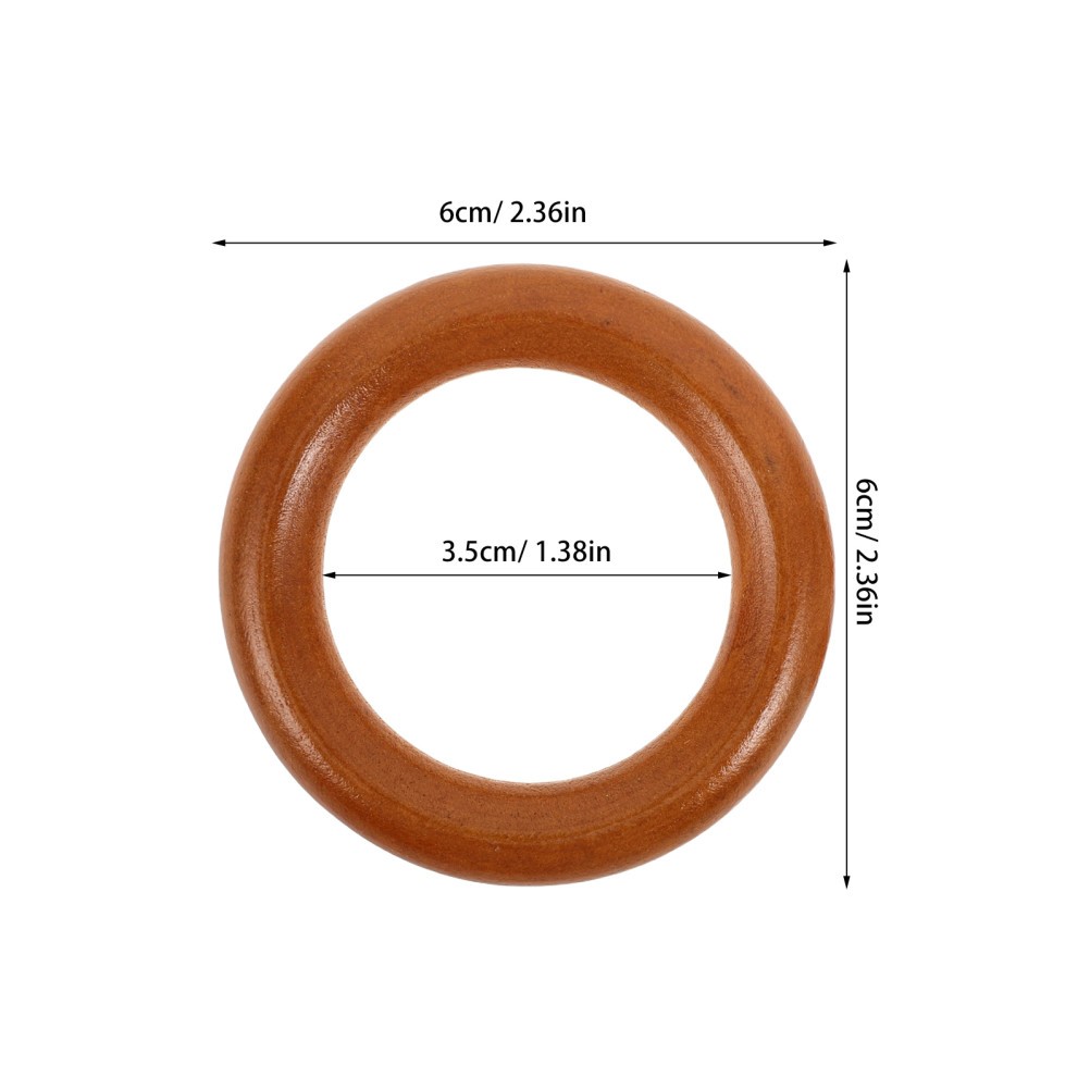 12Pcs Reusable Wood Curtain Rings with Eyelets for Home Drapery Beige