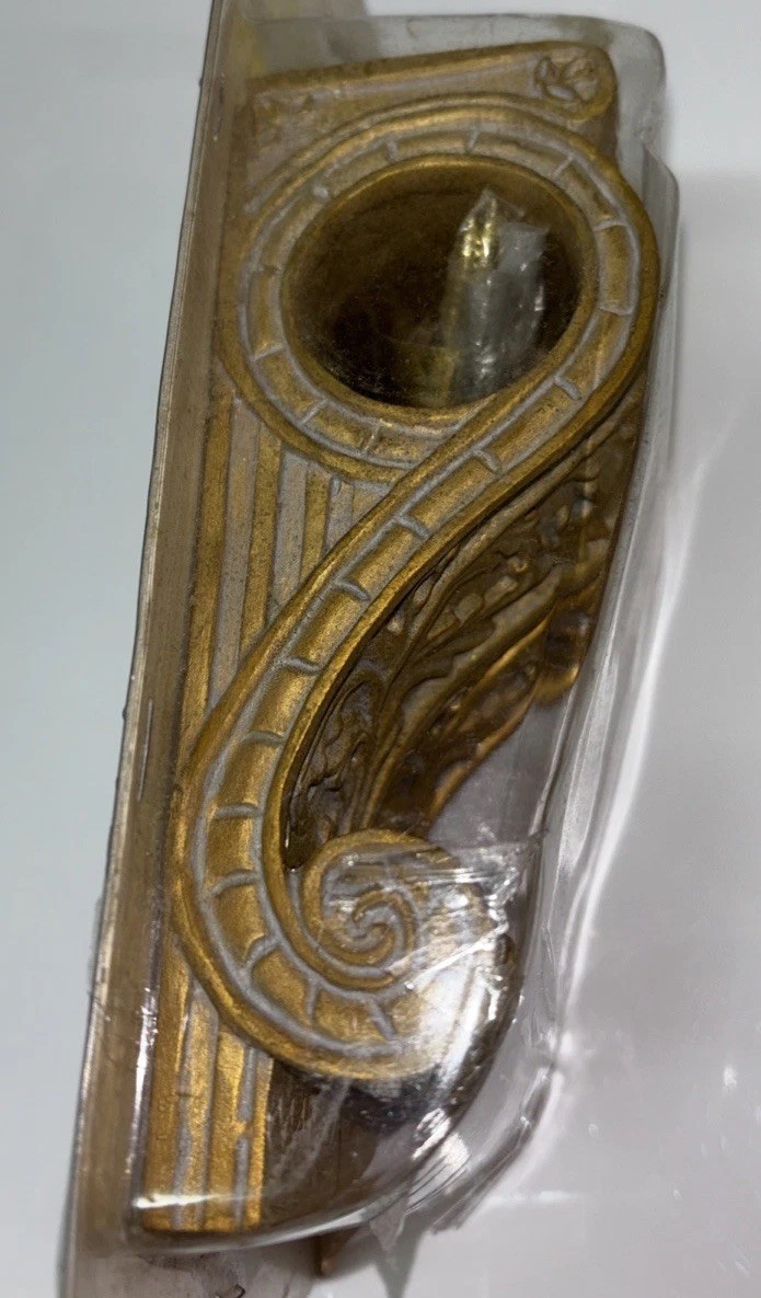 SET 2 Wall Drapery Sconce Corbels Curtain Rod Swag Holders Antiqued Gold 6×1.75”