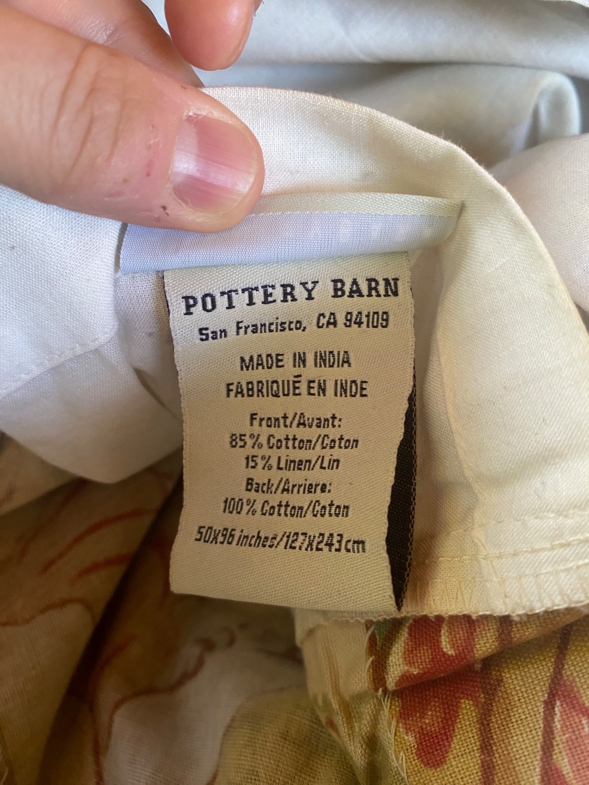 Pottery Barn Graciela Palampore Curtains Set 2 Panels 50×96 Linen Blend Lined