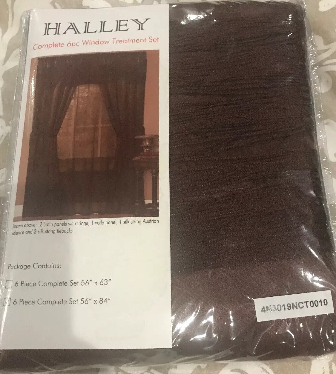 NEW Achim Home Furnishings 6Pcs Halley Window Curtains, 56-Inch by 84-Inch Choco