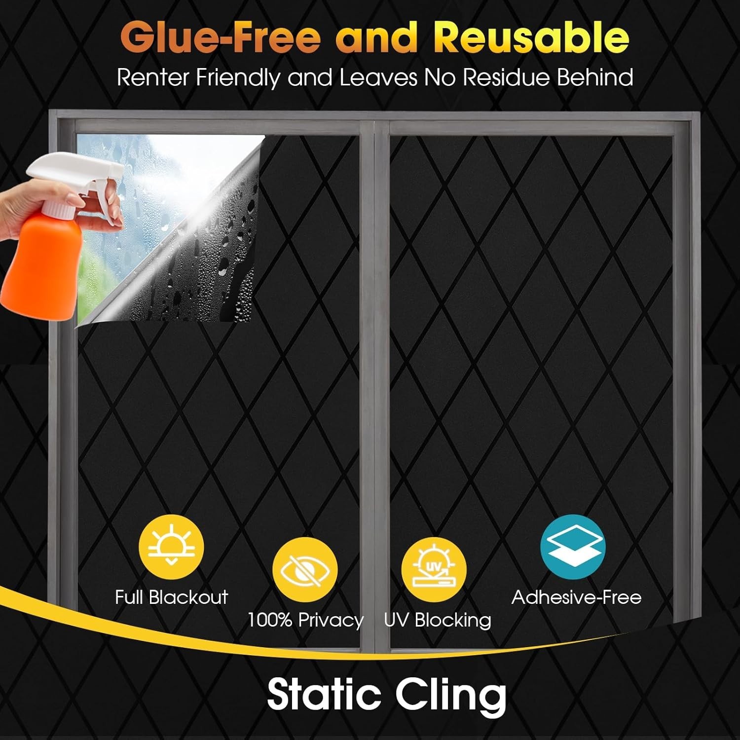 Blackout Window Film, UV Blocking Window Tint One Way, Lattice Privacy Window…
