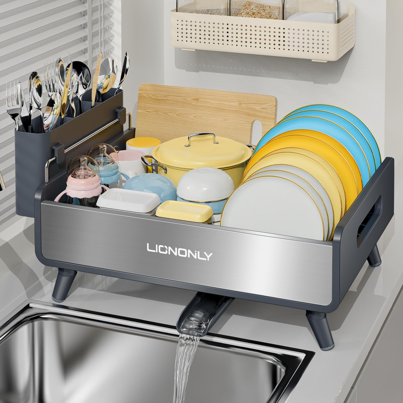 Dish Drying Rack, Thicker Premium Aluminum Frame and 304 Stainless Steel Plat…