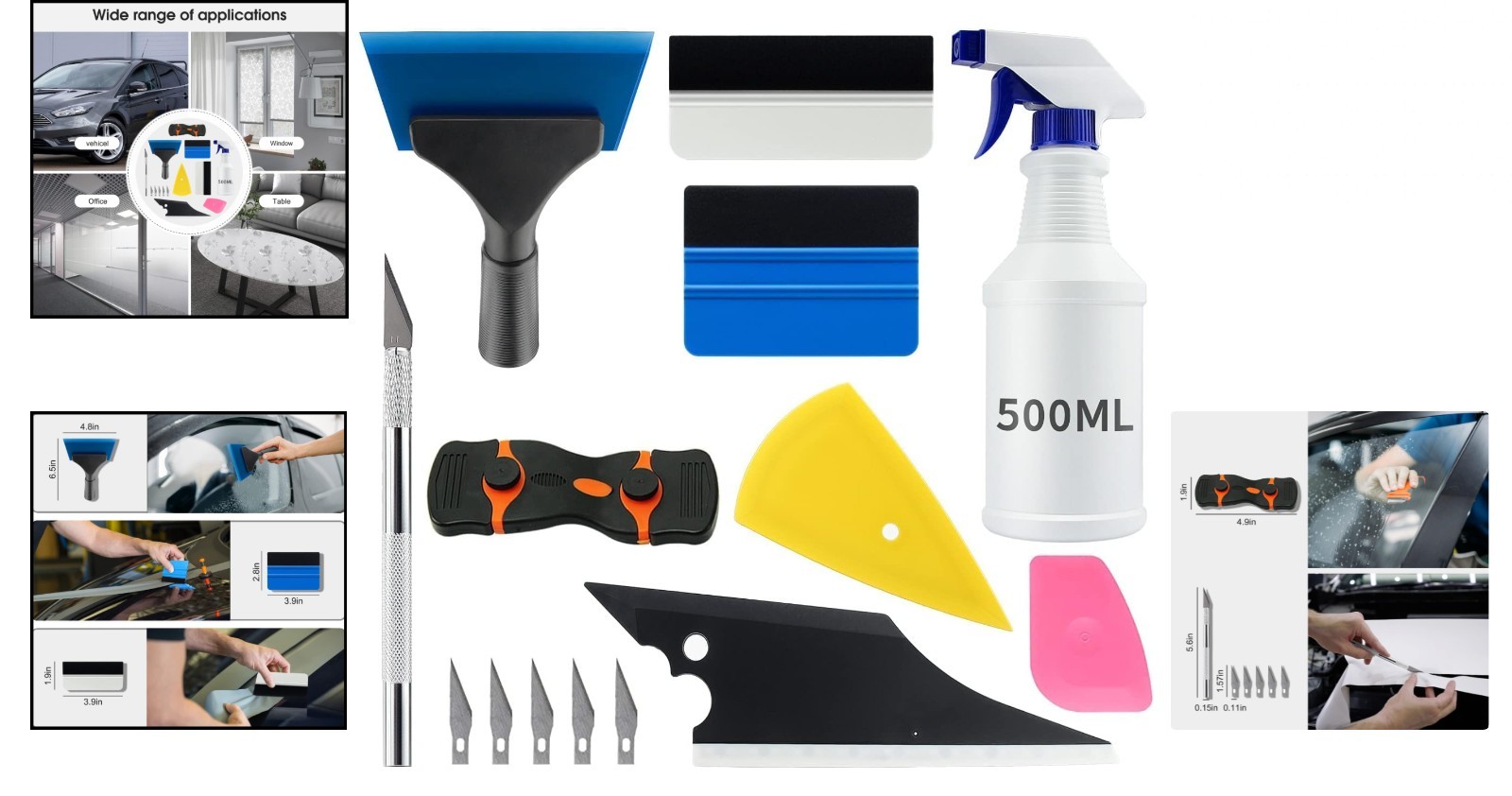 Professional Car Window Tint Tools Kit 9 Pieces for Easy Application