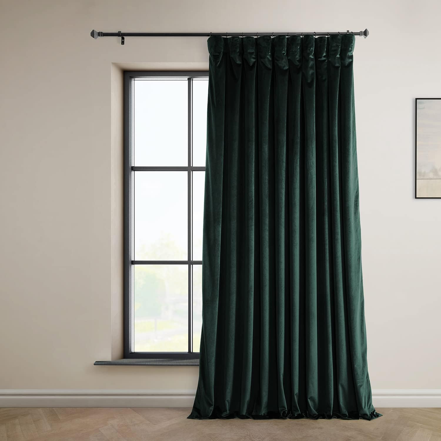 Forest Green Velvet Room Darkening Curtains 96″ Long, 100W x 96L Panel