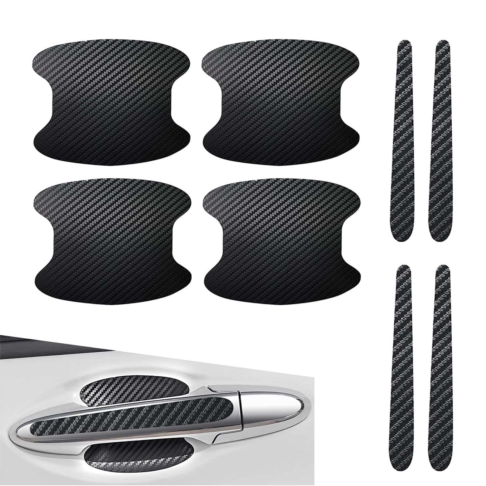 8 PCS Car Door Handle and Bowl Protectors, Leather Anti-collision Paint Prote…