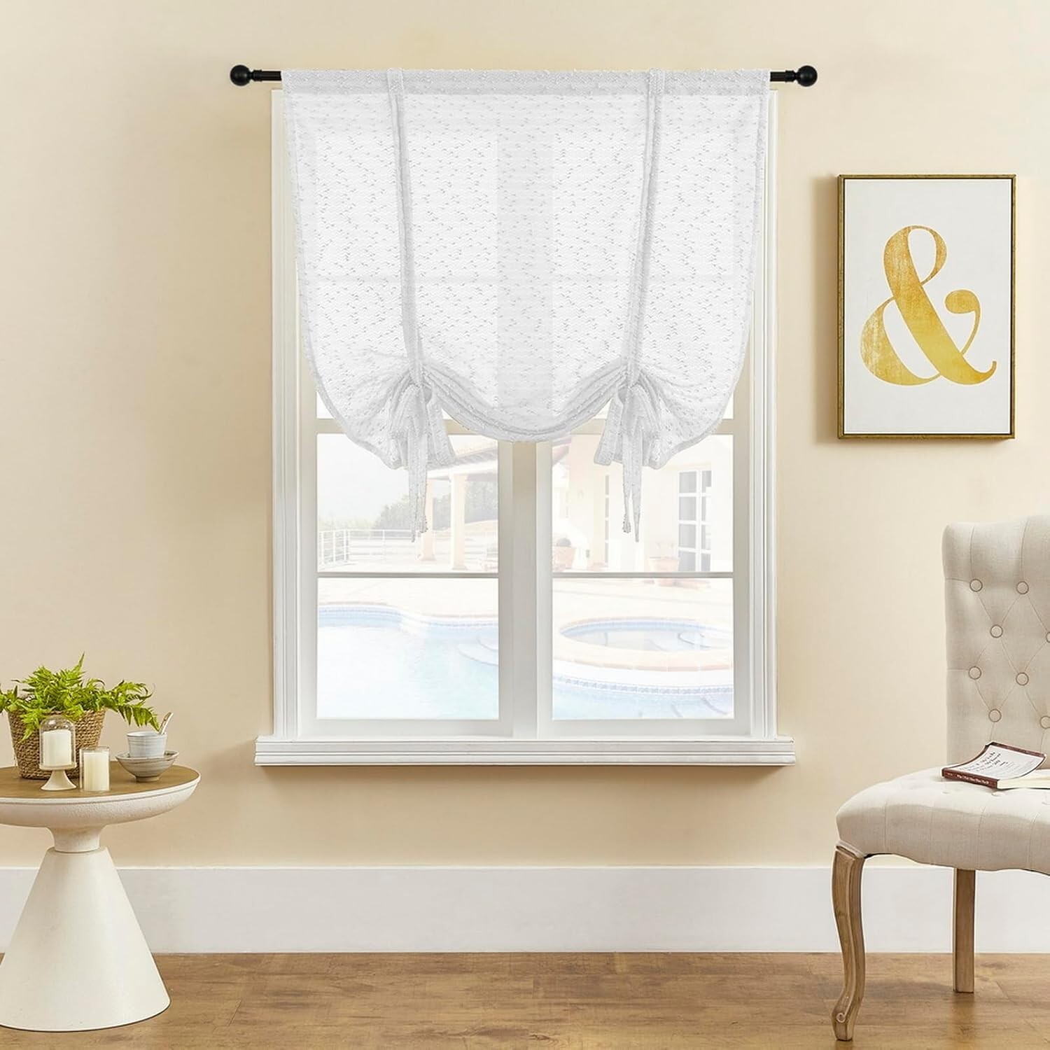 Curtain Tie Up Window Shade Light Blocking Curtains 32″ W x 56″ L