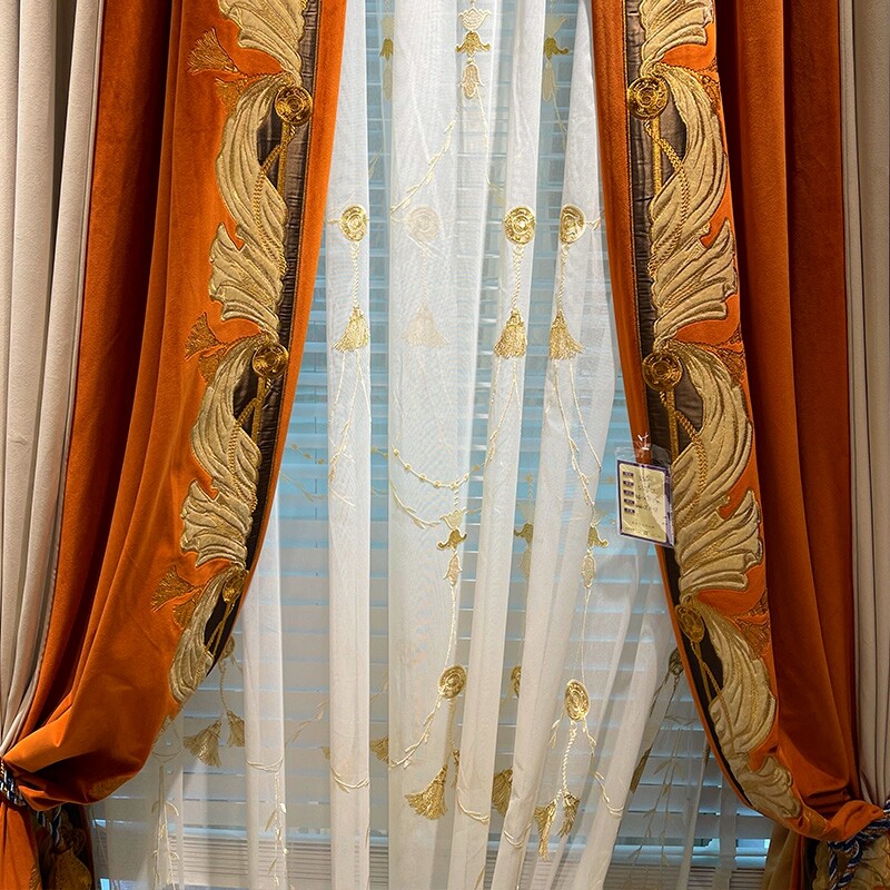 high-grade flannelette orange velvet cloth valance blackout curtain drape C1912
