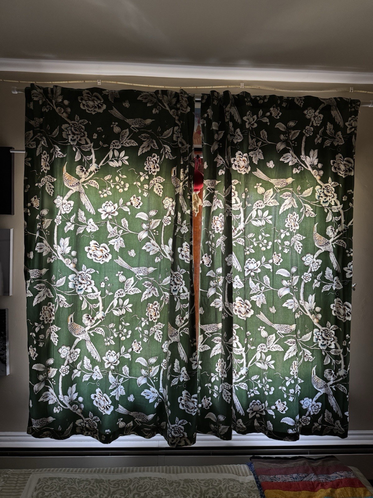 Pier 1 Imports Moss Floral Birds Curtains 2 panels 54×84, 100% Cotton