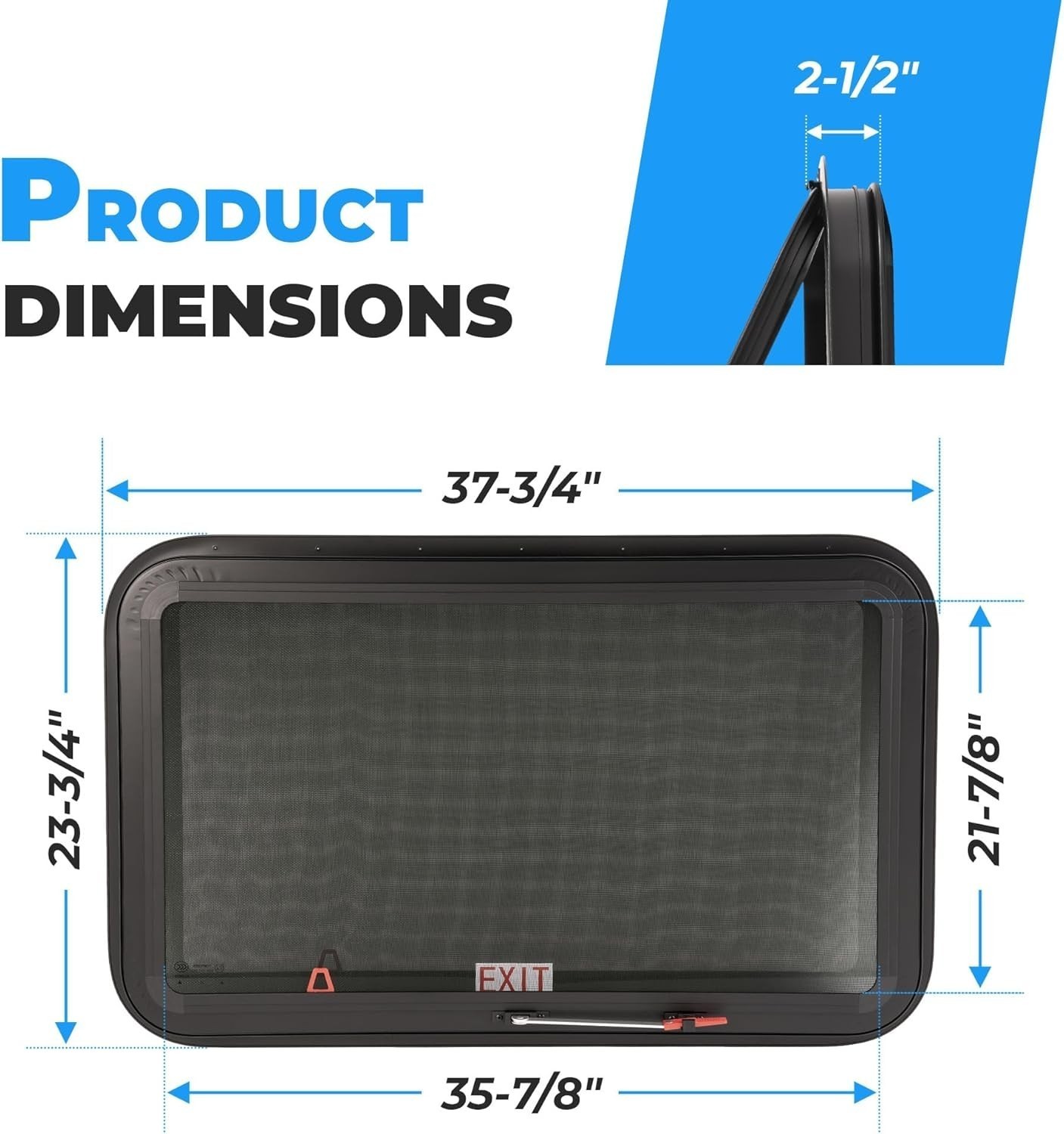 36×22 RV Emergency Exit Window Push Out Side Escape Window Trim Ring Camper Van