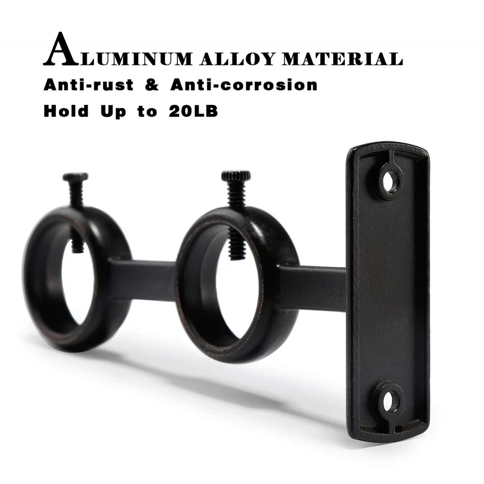 Curtain Rod Bracket, 3 pcs Double Curtain Rod Holder, Double Rod Brackets