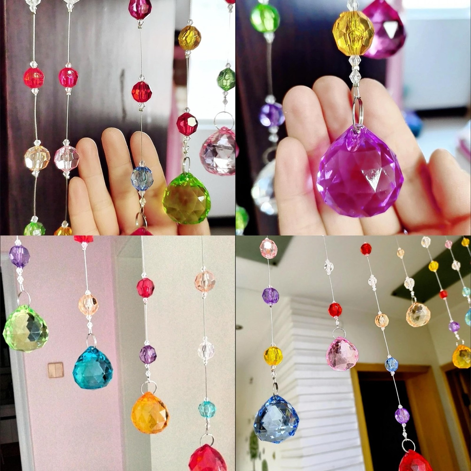 Multicolor Crystal Beaded Curtain, Acrylic Ball Door Decor, Rainbow String Room