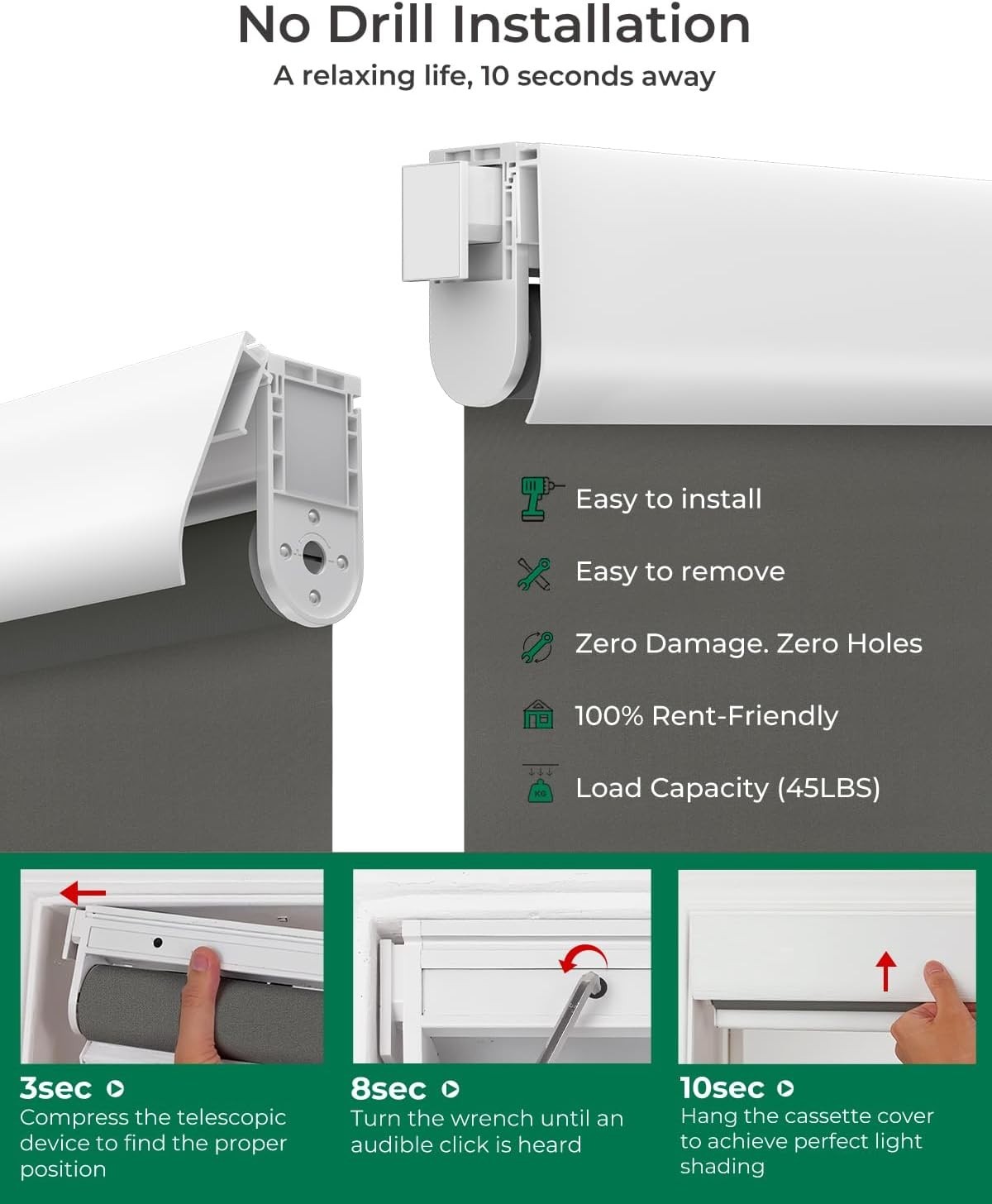 Smart Electric Blinds – Remote Control, 100% Blackout, Smoky Gray 22×72