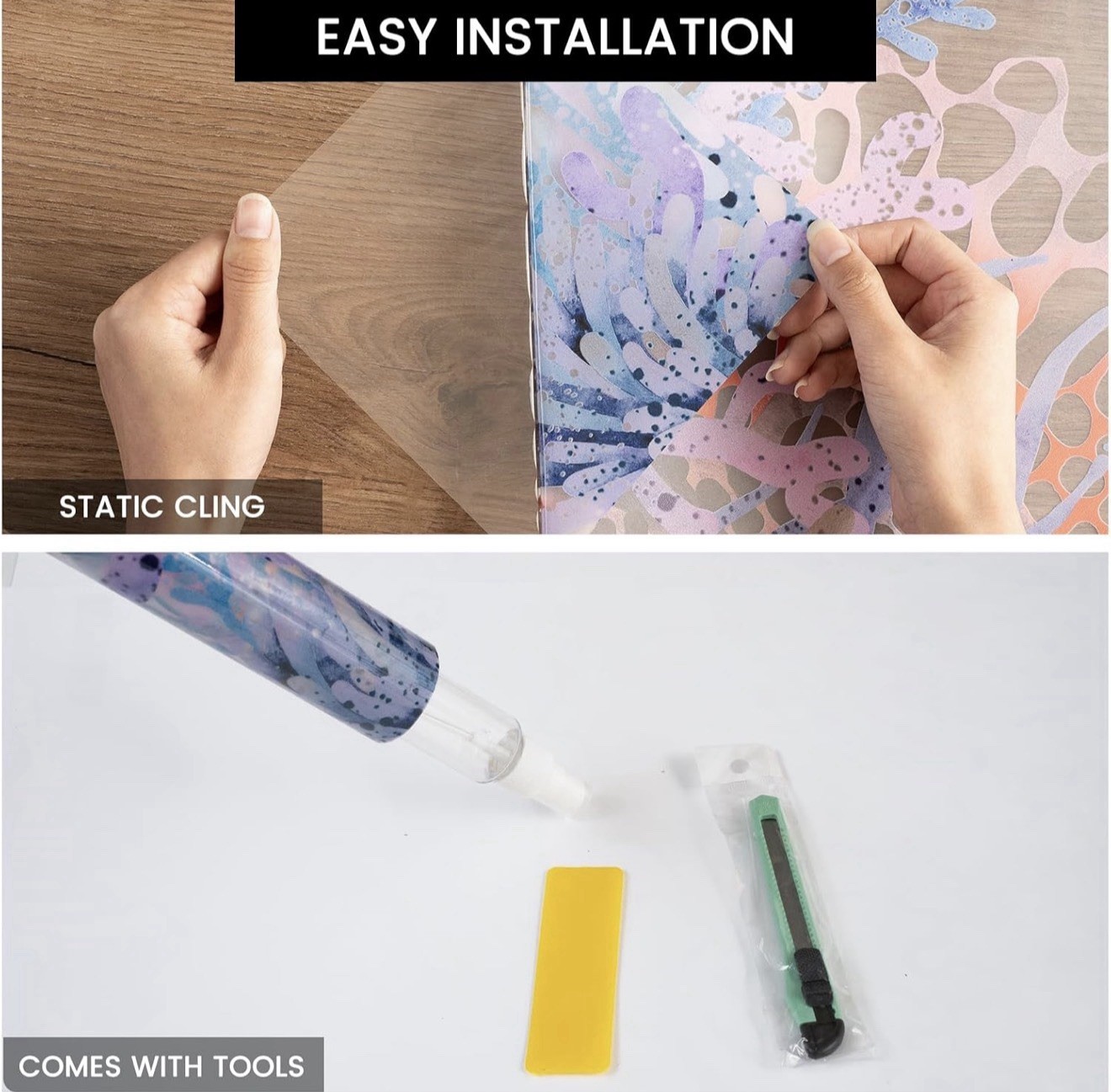 DKTIE Decorative Window Film Privacy Static cling Easy To Apply 35.4 In X 78.7in