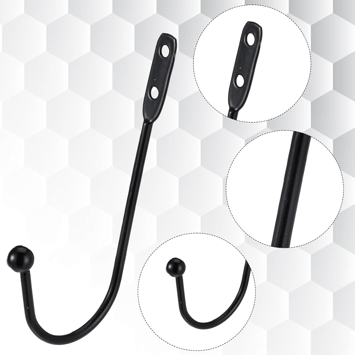 8 Pcs Black Metal Curtain Holdbacks Wall Mounted Tie Backs Hooks with Screws
