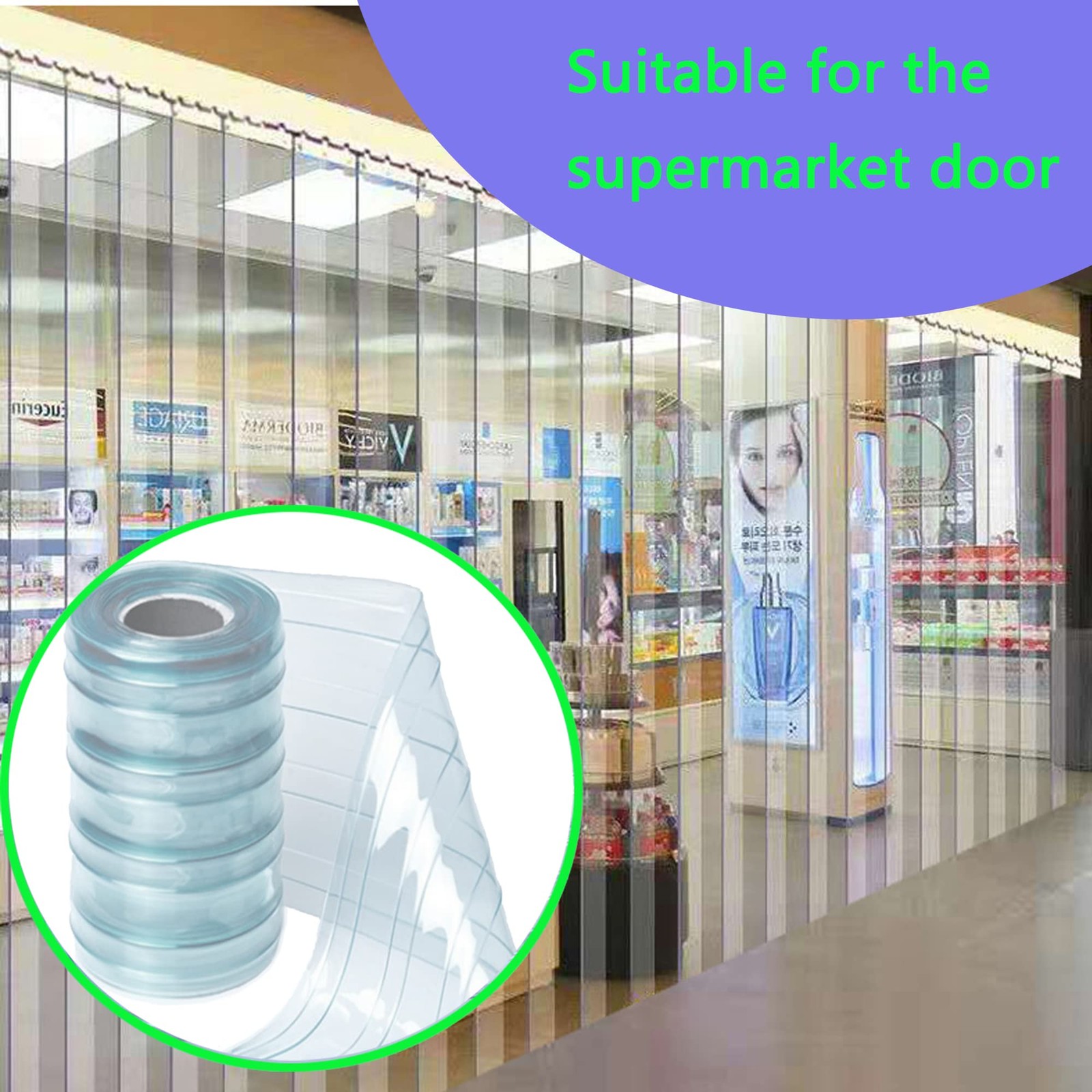 Plastic Vinyl Replacement Curtain Clear Waterproof PVC Freezer 6.8×7.5 Ftx0.08In
