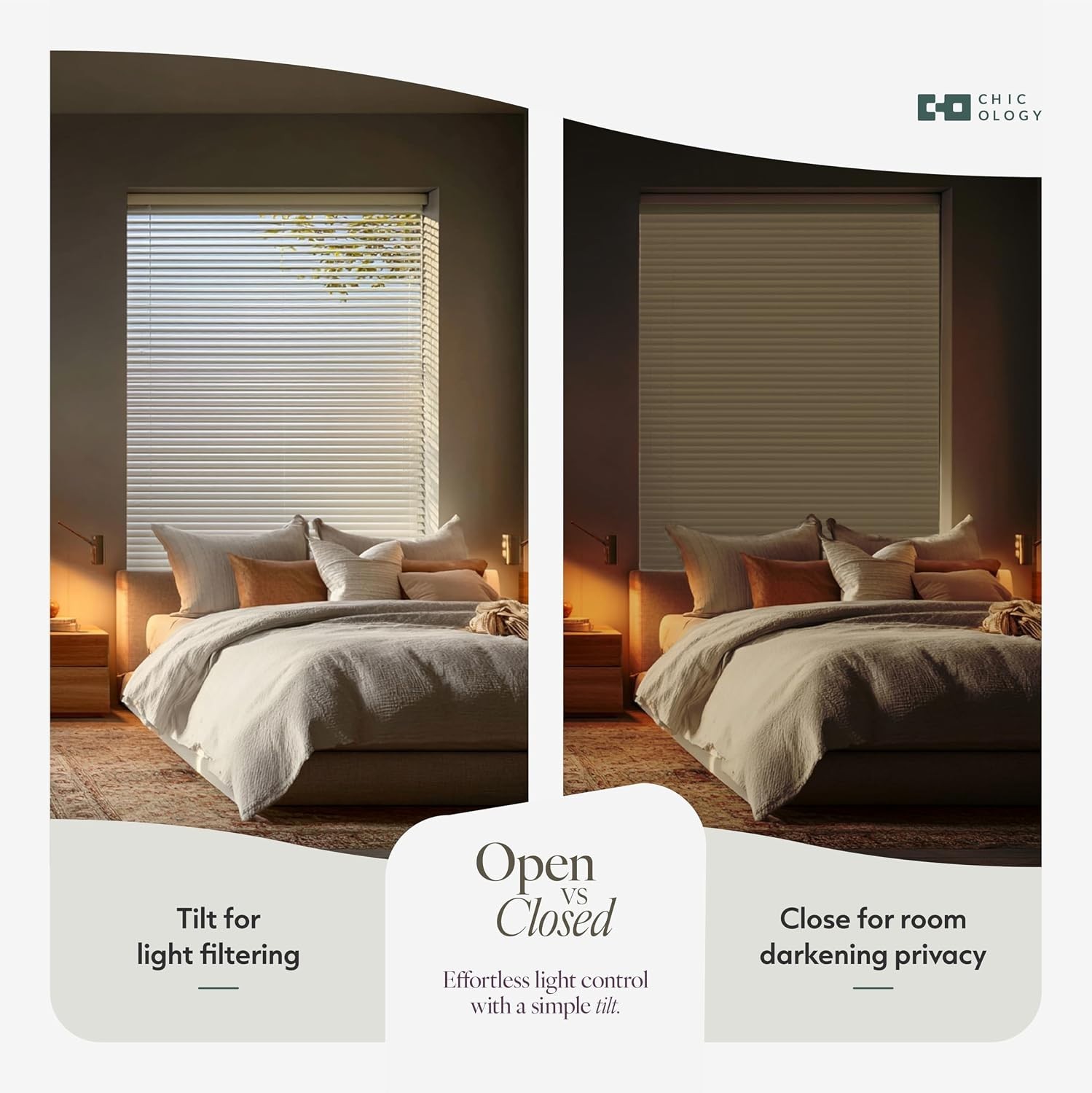 Cordless Mini Blinds, Light Filtering & Durable Vinyl, 29″W x 48″H, Easy Mount