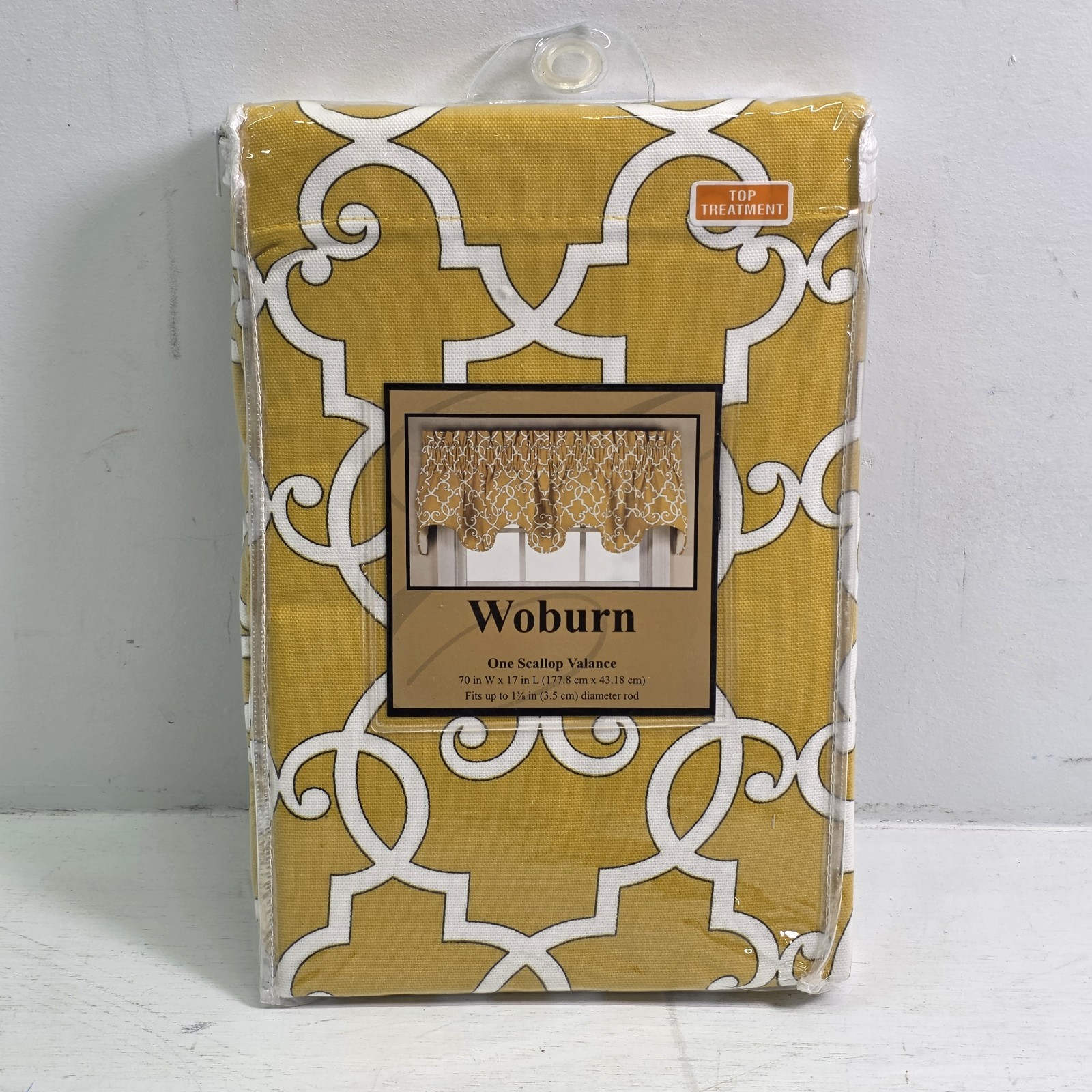 Woburn Geometric Moroccan Trellis Scallop Rod Valance 70″X17″ Sunflower Yellow