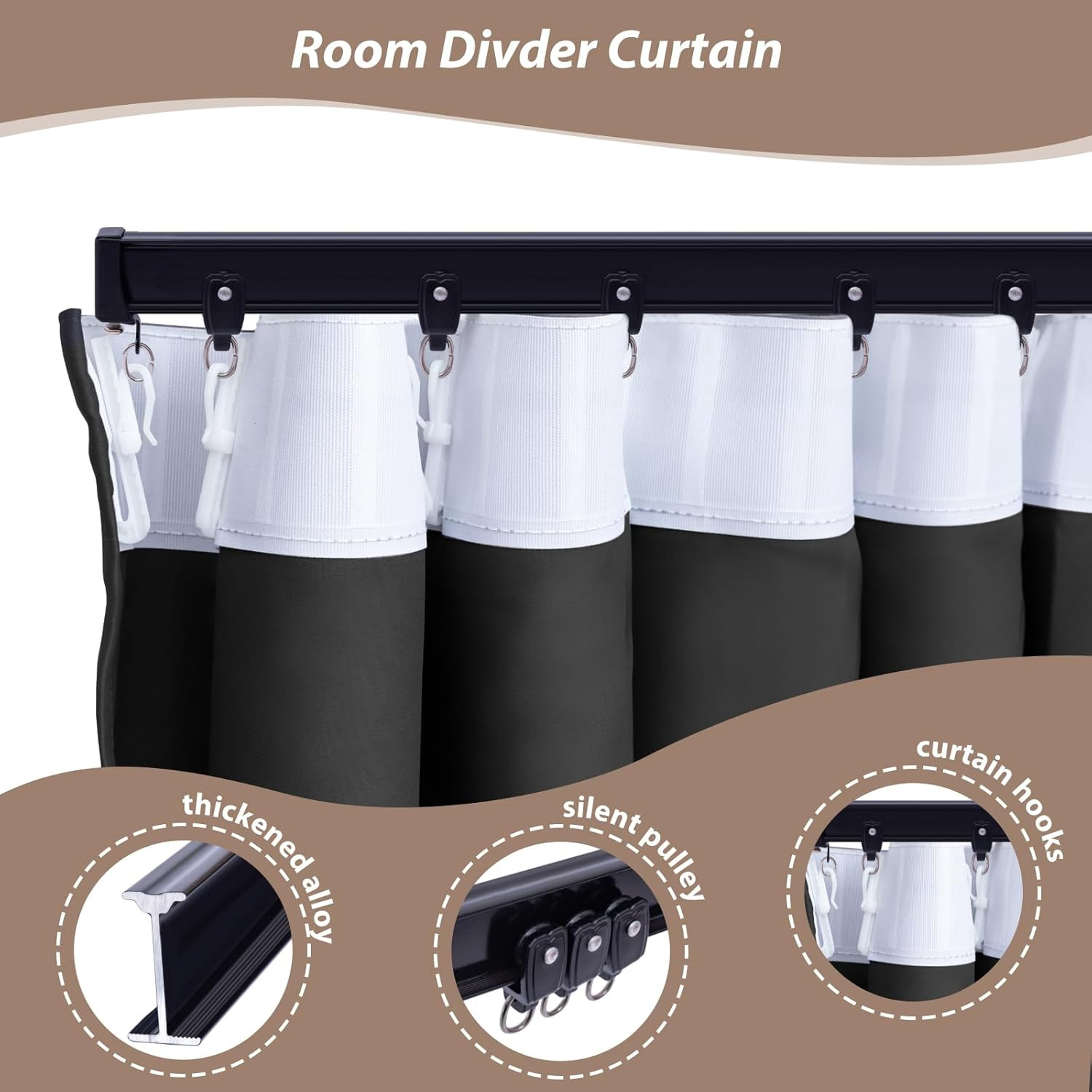 Room Divider Curtains with Ceiling Curtain Track Set Window Curtain