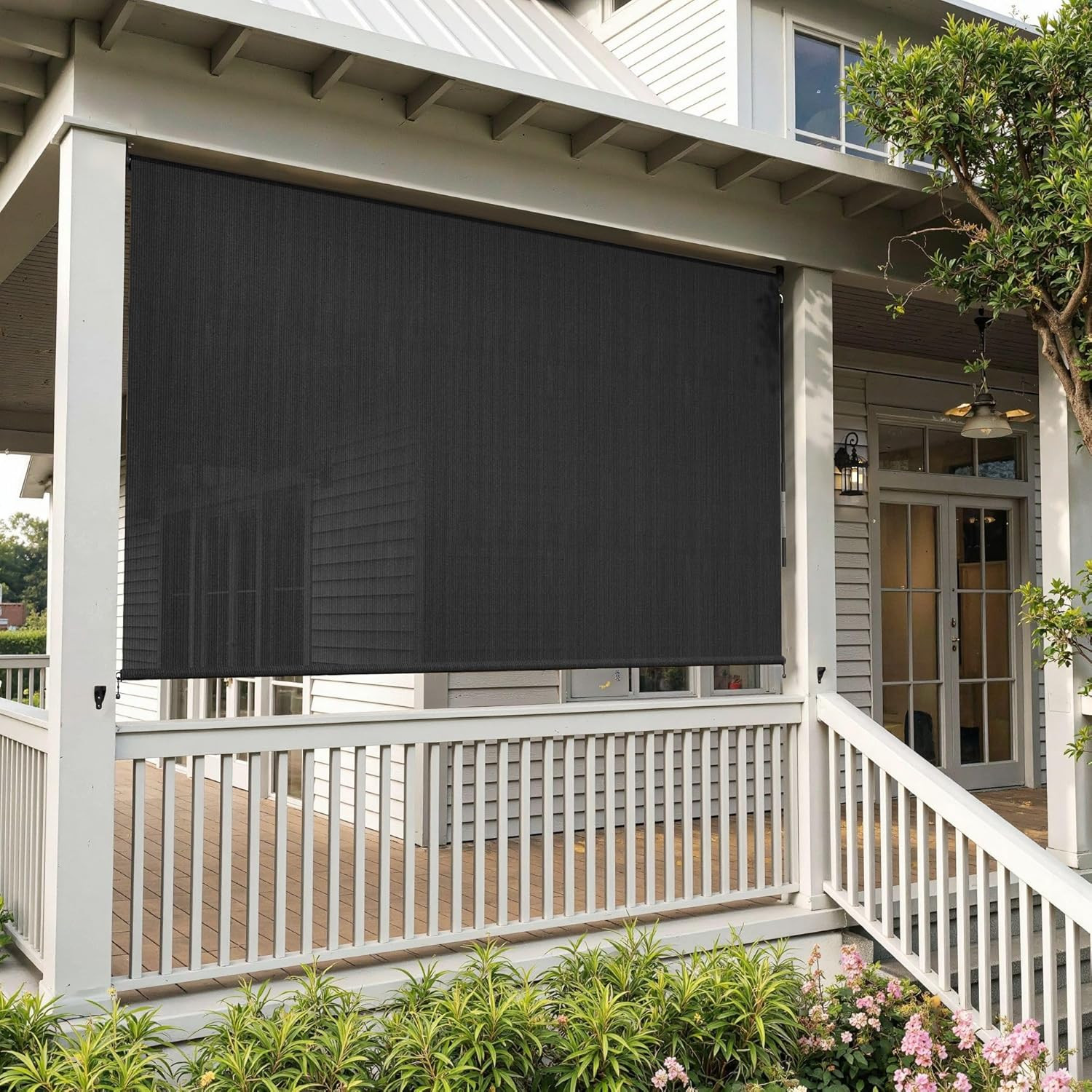 Cordless Outdoor Roller Shades 9’W X 8’L, Patio Roller Blinds Roll up for Porch