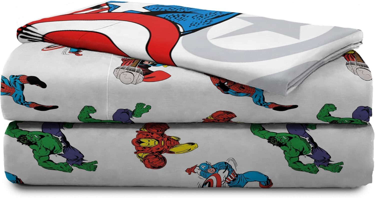 Jay Franco Marvel Avengers Comic Cool Twin Sheet Set – Twin, White –