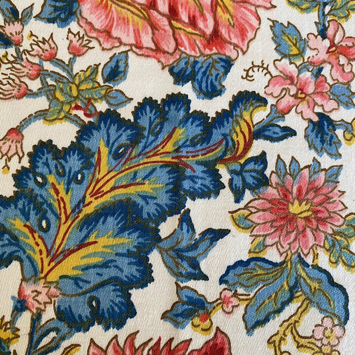 2 DRAPES Authentic Jacobean Pub Floral Stripe NOS “Lymington” Stunning & Value