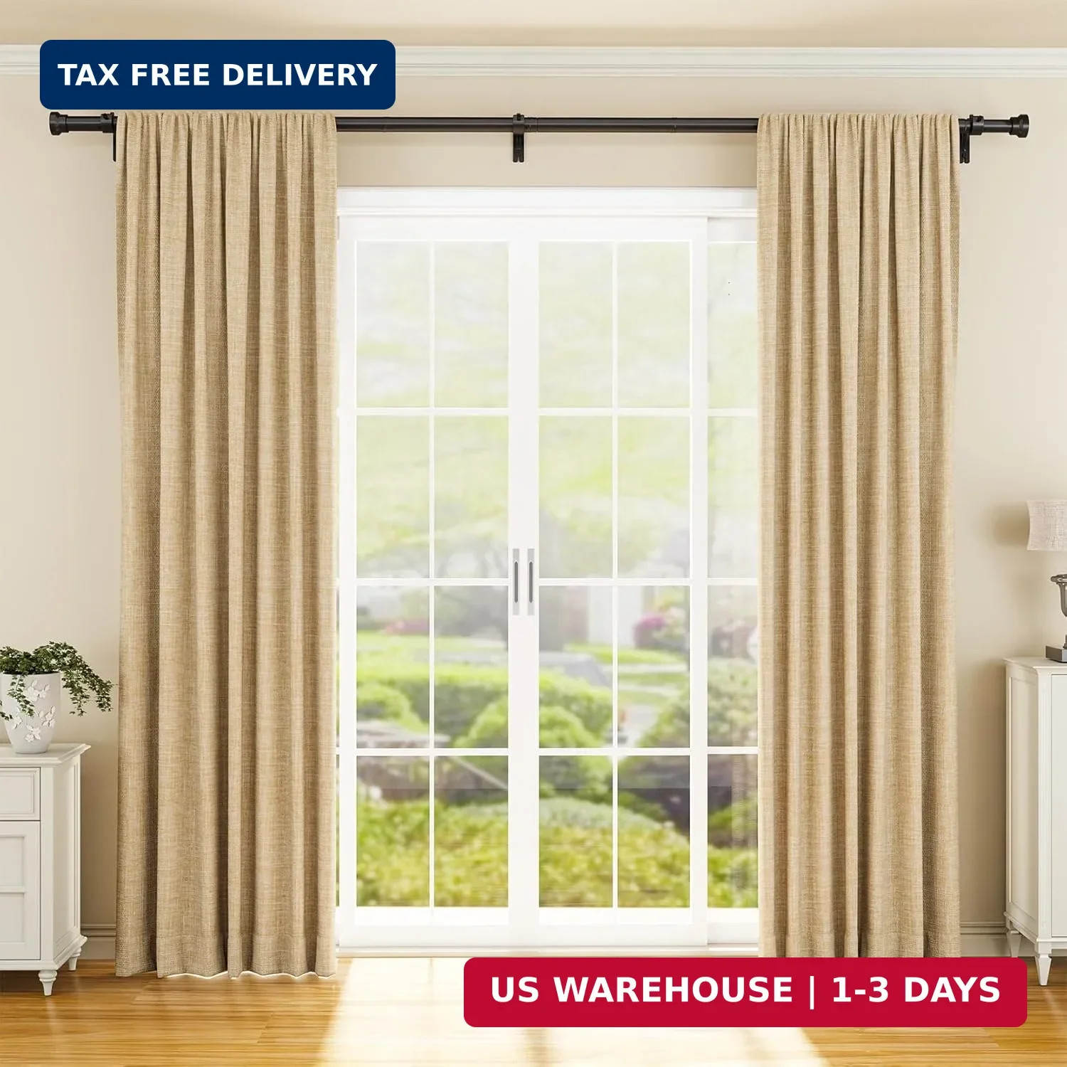 YaFex Curtain Rods 32-144 Inch, Heavy Duty 1 Inch Adjustable Curtain Rod for Win
