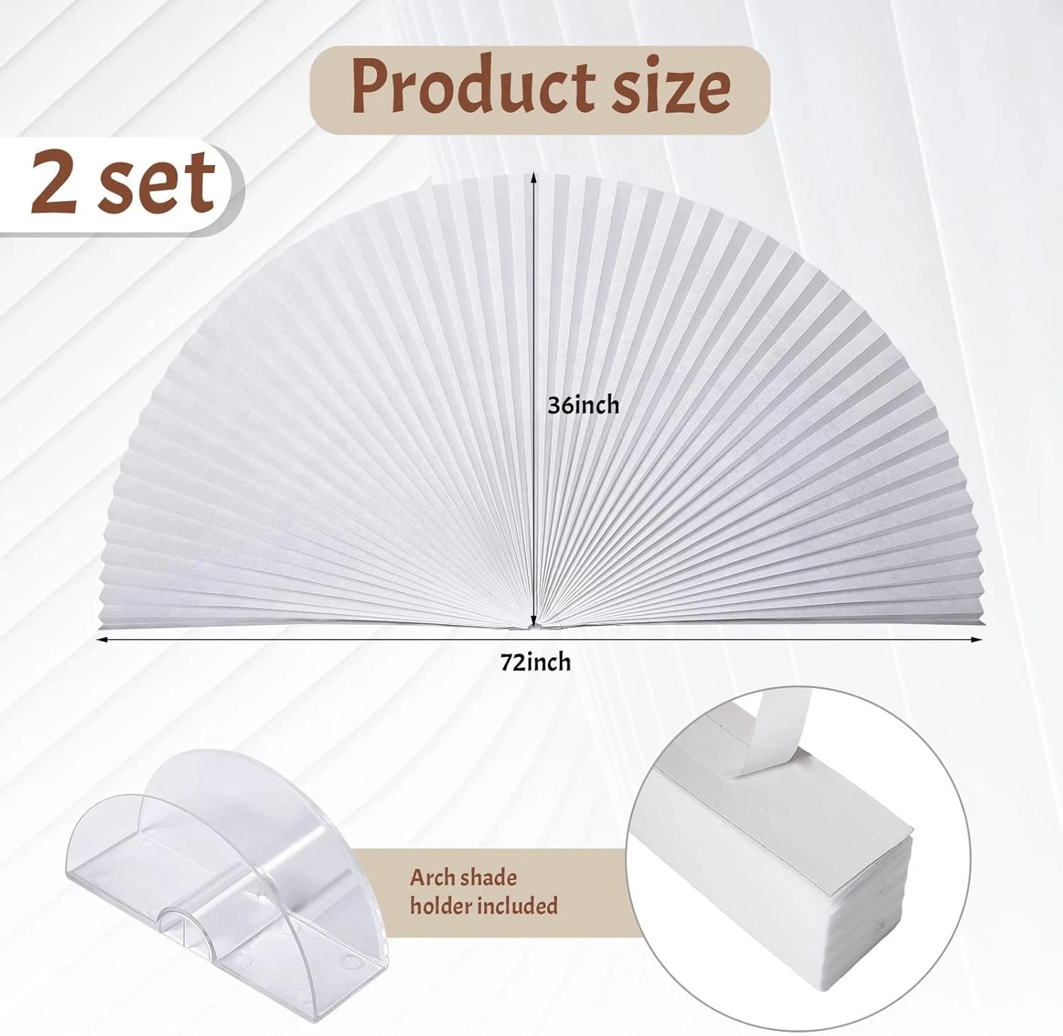 Half Moon Window Shade Half Circle Arch Window Blackout, Light Filtering Pleated