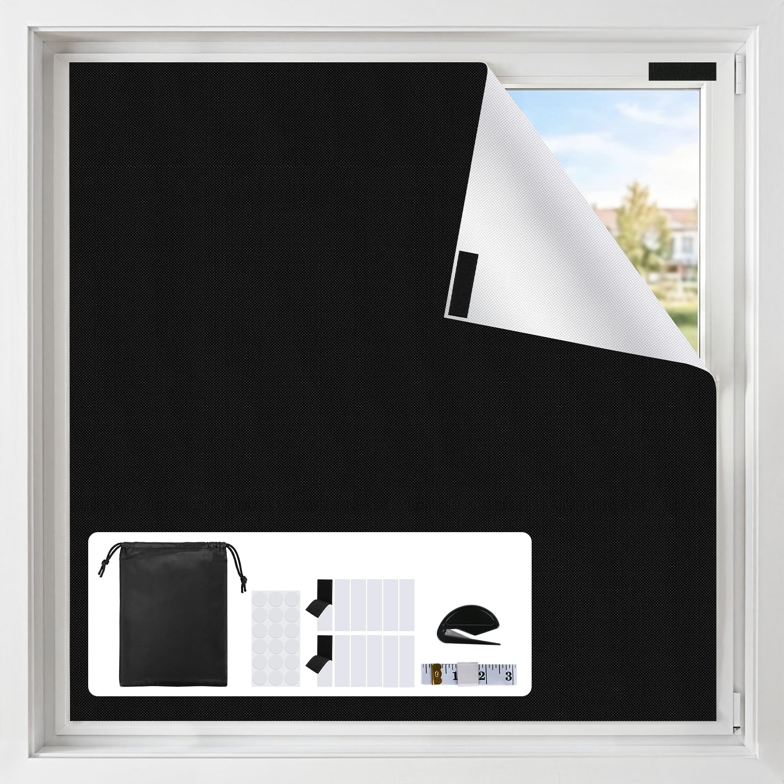 100% Blackout Bedroom Curtains, No-Drill, Customizable Blackout Curtains (Sui…