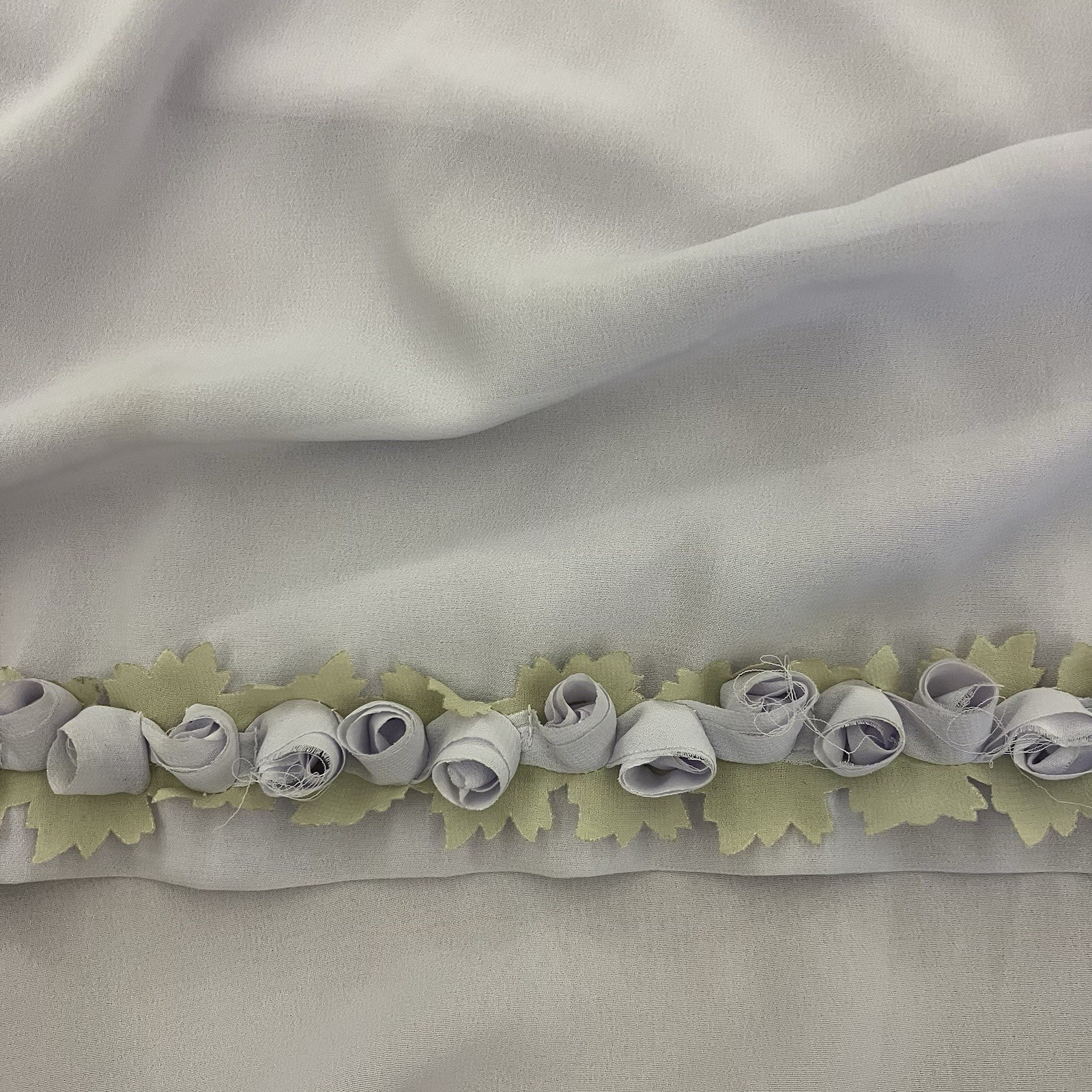 Set (2) Sheer Window Scarfs Swag Lavender Flower Edge Cottagecore Fairy 40 X 210