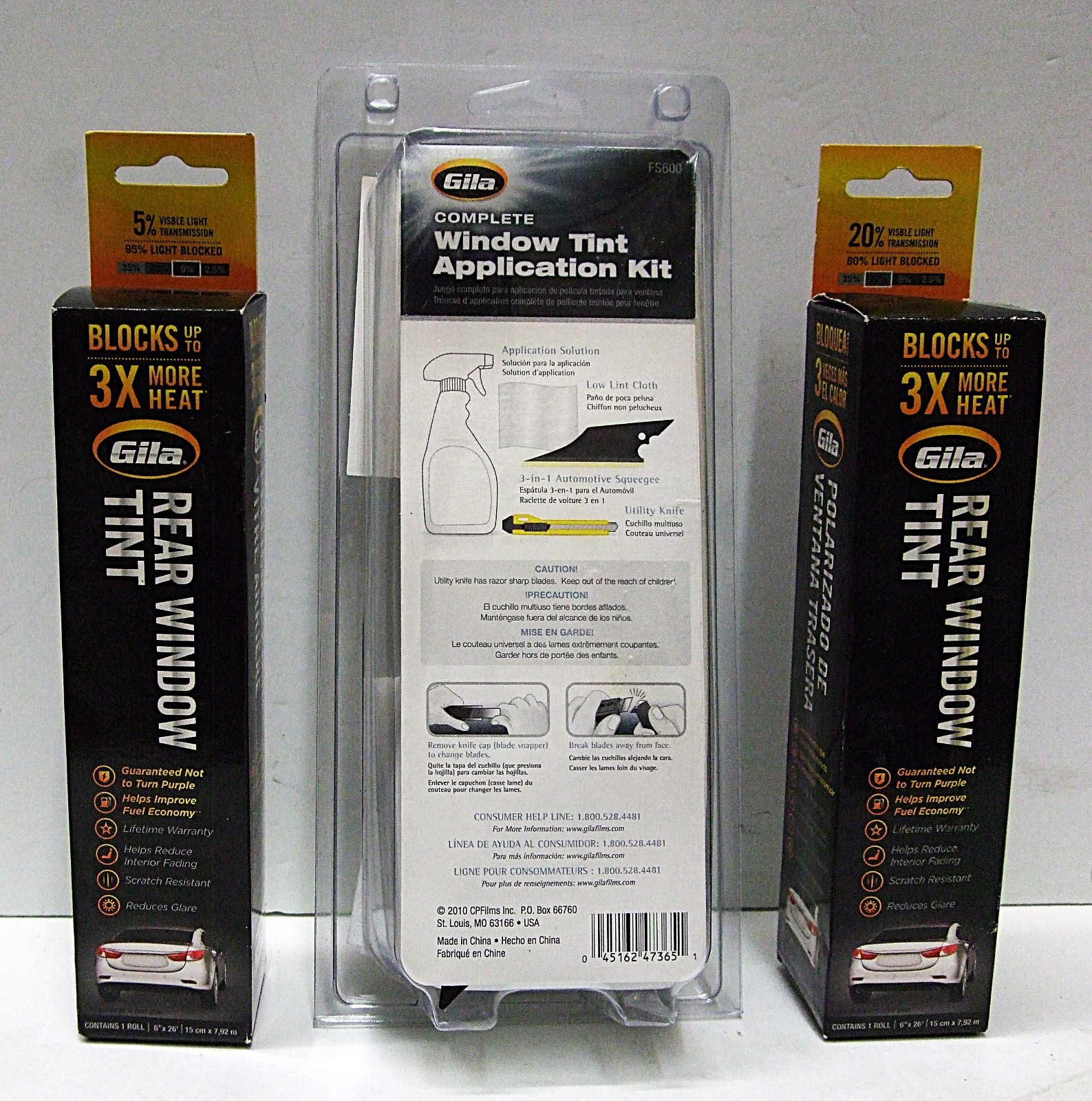 Gila FS600 Window Film Application Tool Kit & 2 each Rear Window Film 6″ x 26′