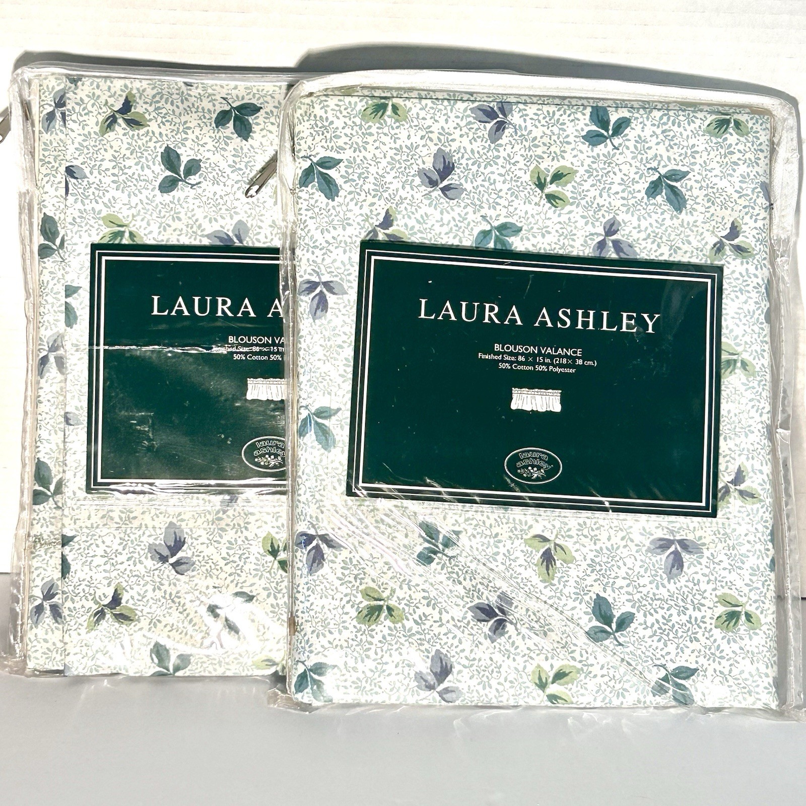 New Set Of 2 LAURA ASHLEY Ashborne Floral Blouson Window Valances NIP 86″ X 15″