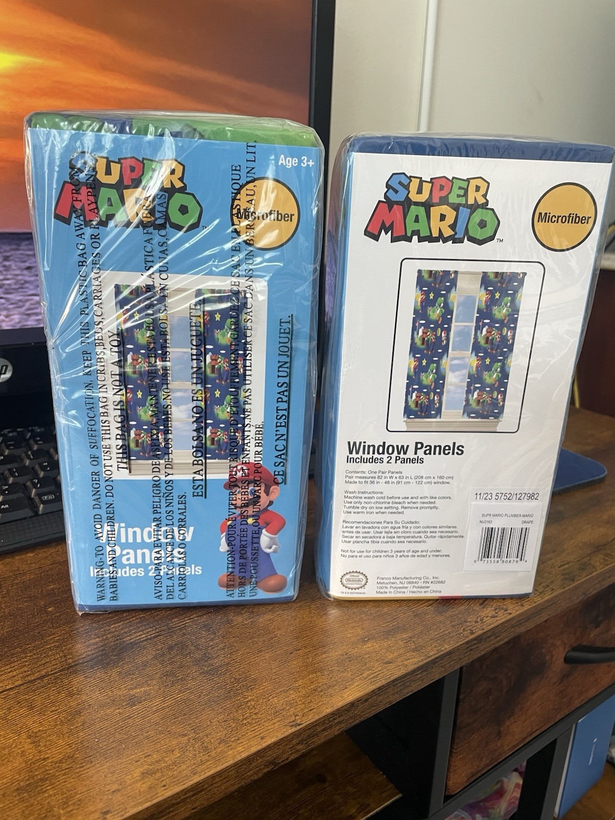 Franco Super Mario Kids Window Panels New In Package (2) Sets