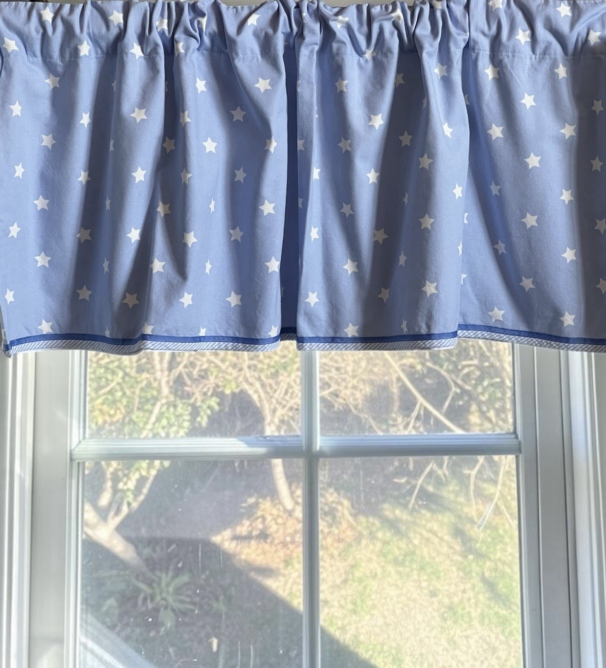 POTTERY BARN KIDS Window Valance 44” x 18” Stars Blue Lined Nursery Children
