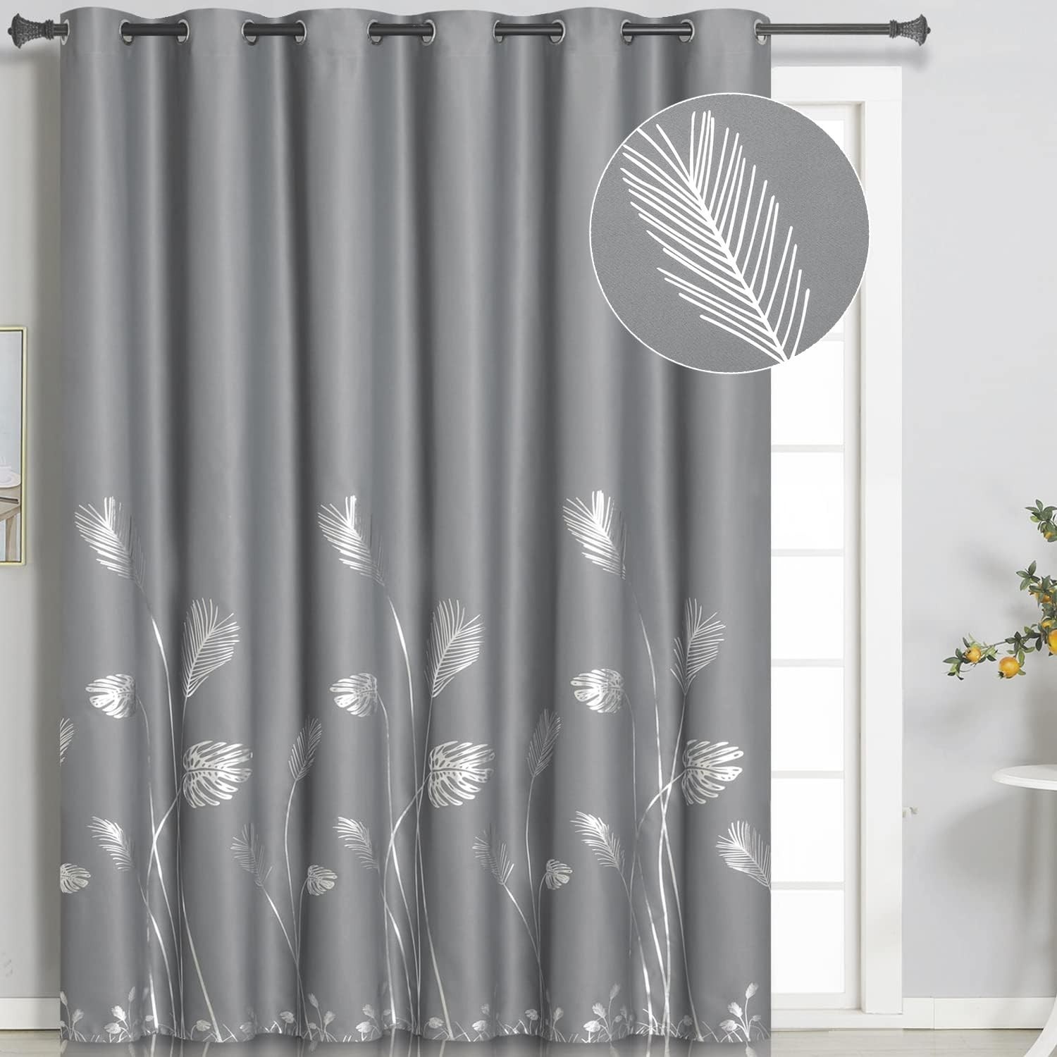 Luxurious 80W x 96L Blackout Drapes – Grey and Silver for Elegant Living Spaces