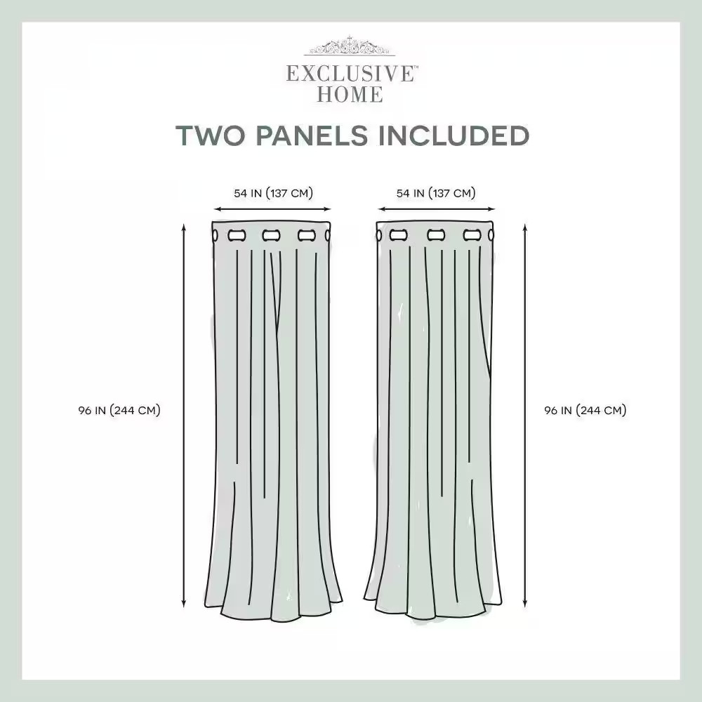 Navaro Winter White Stripe Sheer Grommet Top Curtain, 54 In. W X 96 In. L (Set o