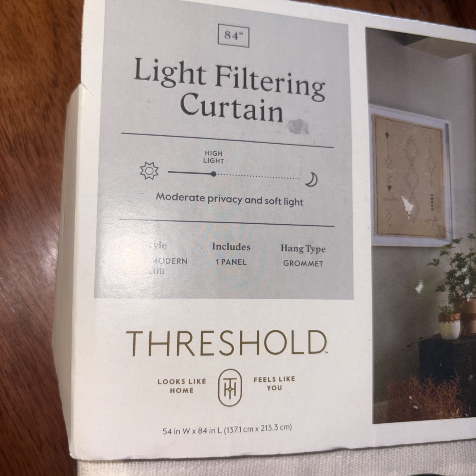 Threshold Light Filtering Curtain Panel White Modern Slub 54×84 Grommet New