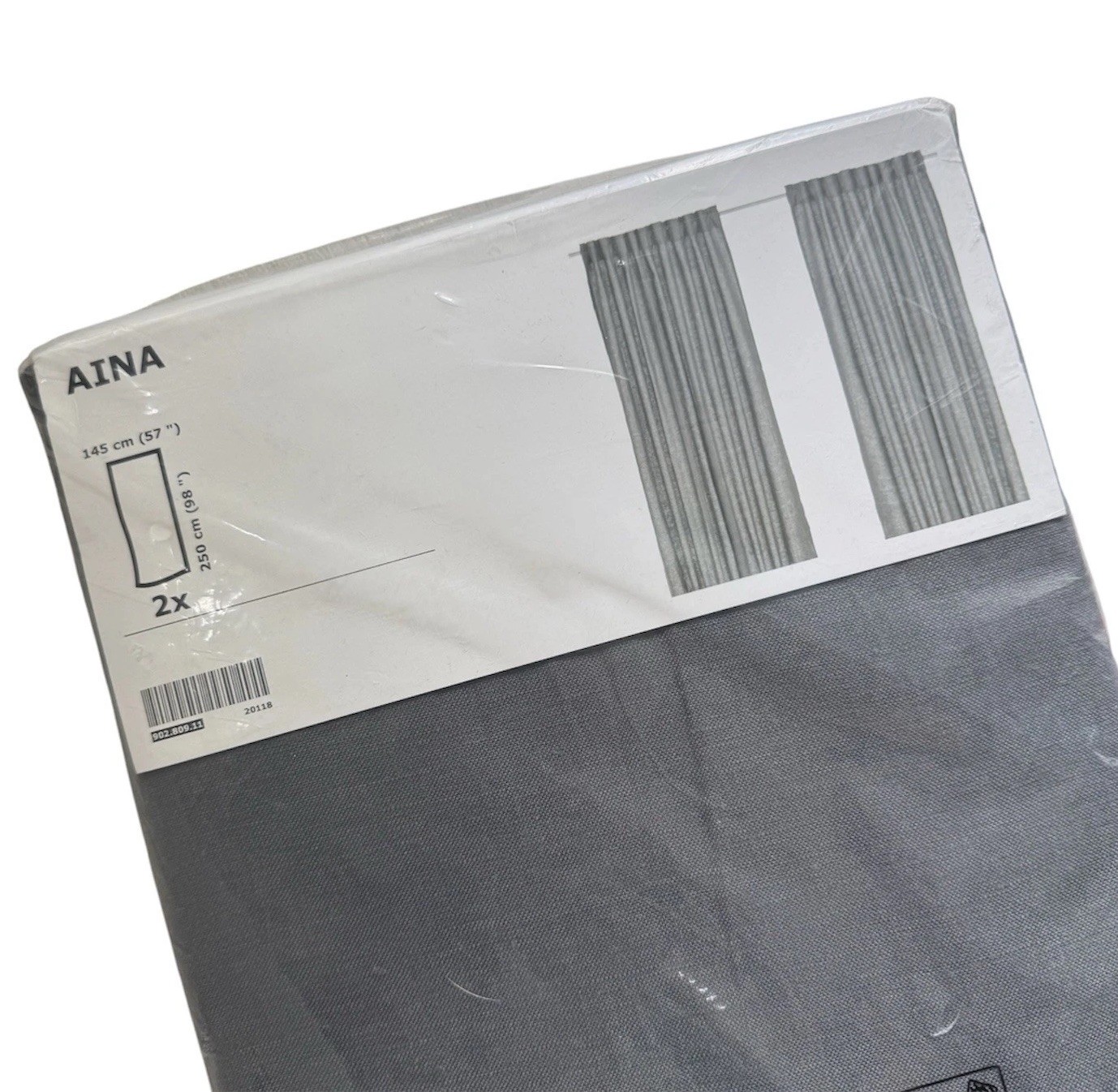 IKEA Aina Curtains Gray Grey 57”x 98” 100% Linen 2 Panels NEW Sealed Retired