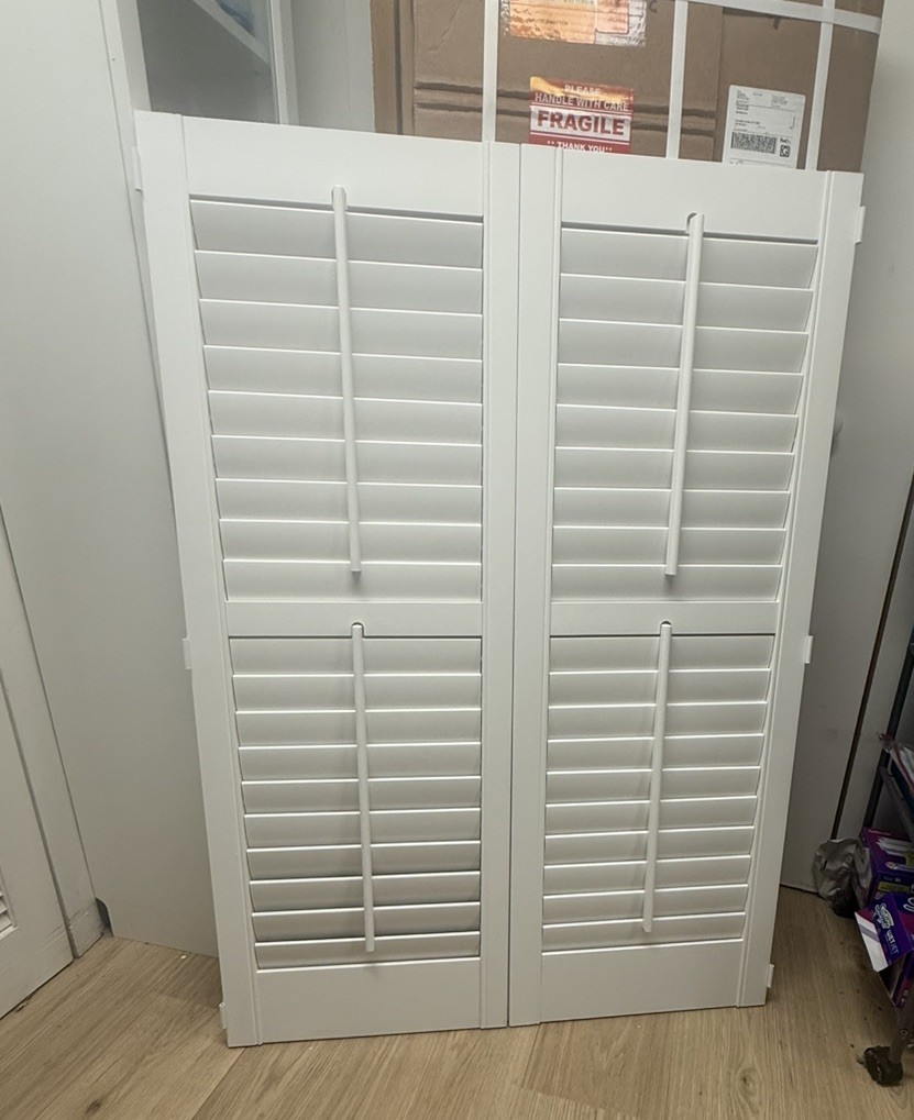 Wood Plantation Shutters – White, 35 7/8” W x 49 3/4” H, 2½” Slats – 2-Panel Set