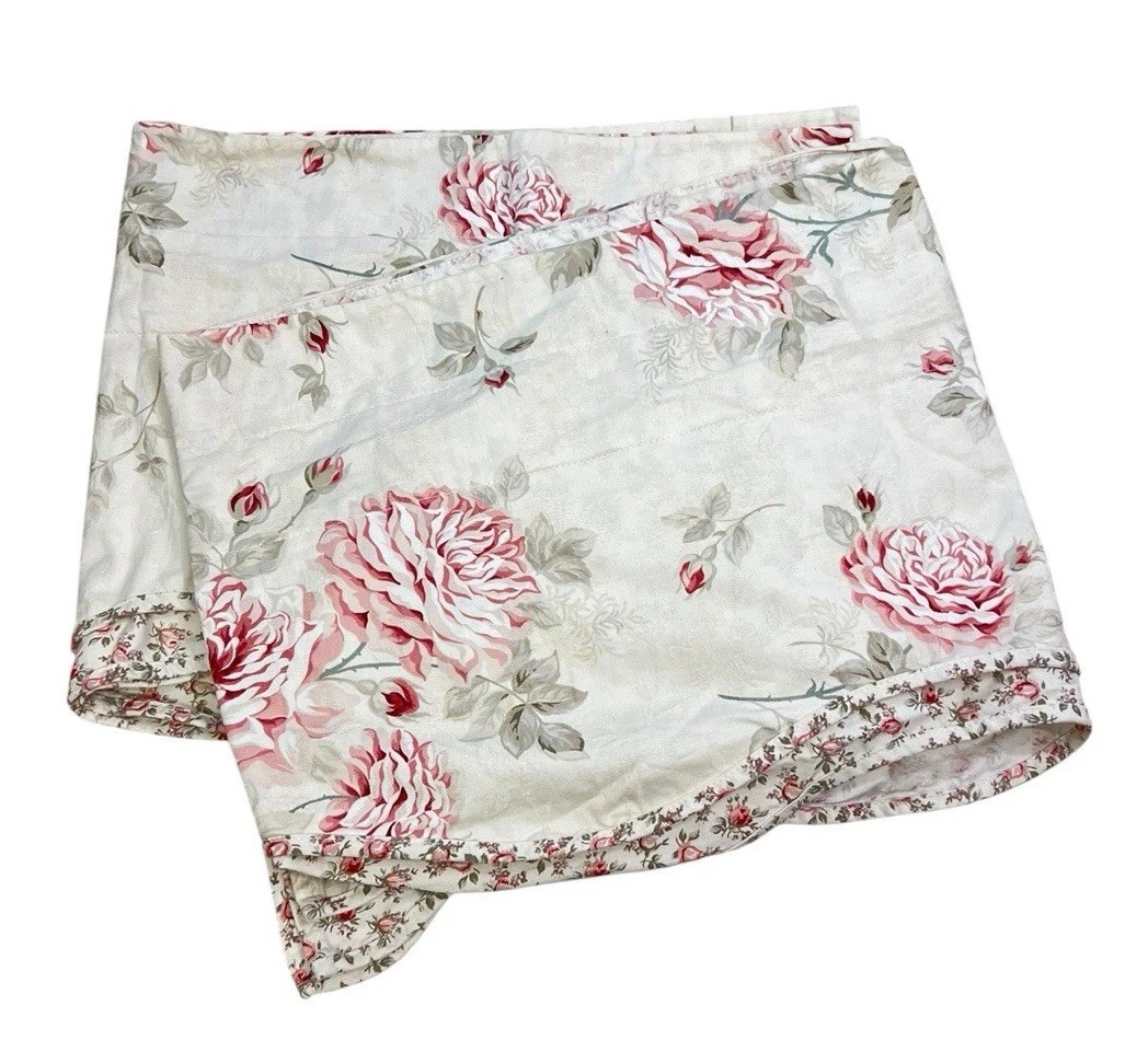 2 Waverly Valances Curtain Floral Cabbage Rose Shabby Chic 73” X 15”