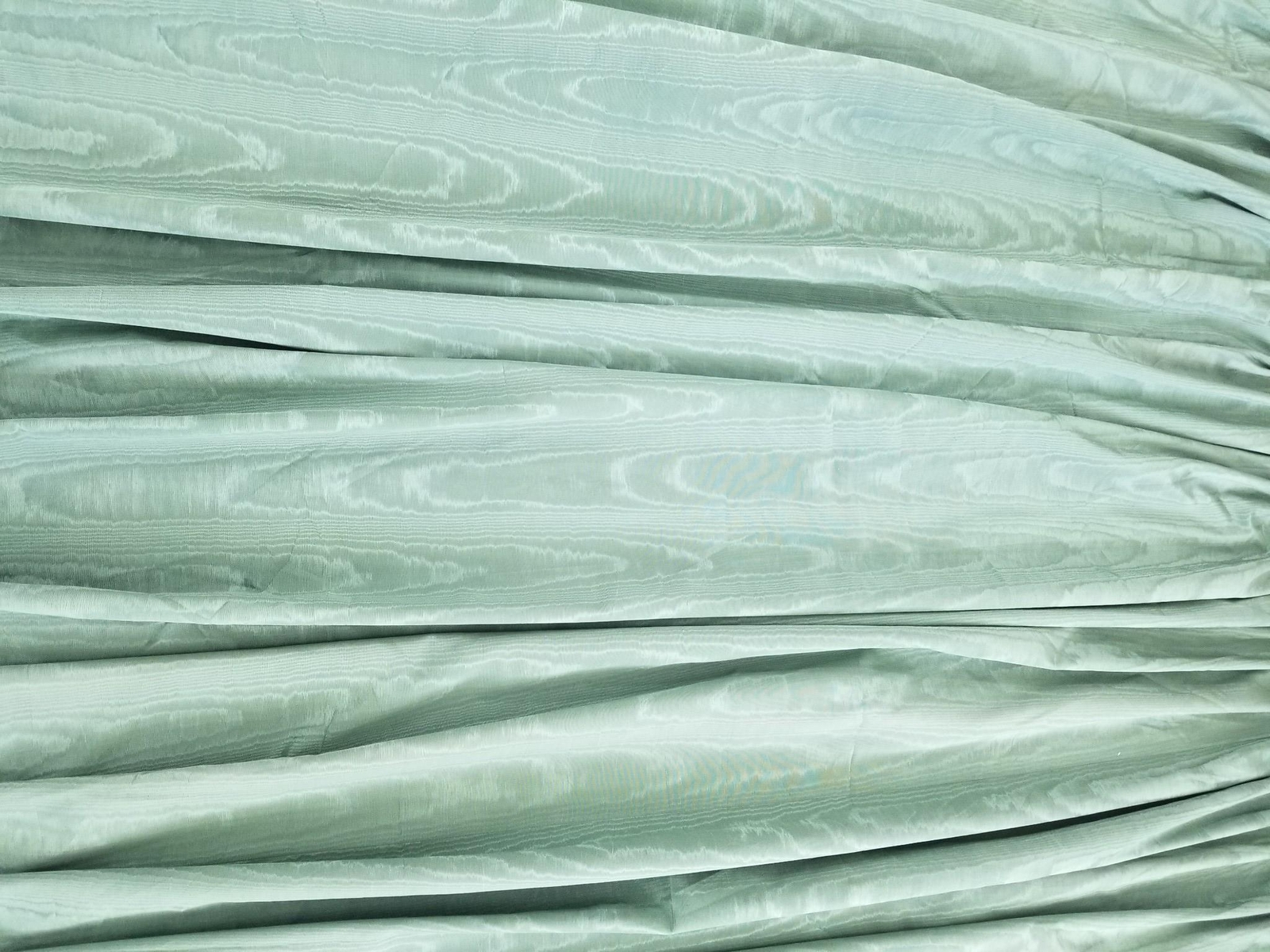 Vintage Green Moiré Pattern Lined Curtain Panel 136×68 inches