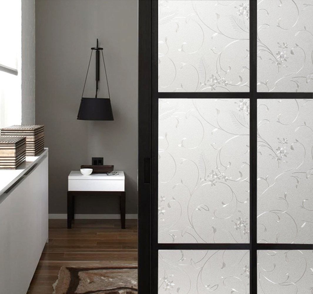 Niviy Static Cling Non-Adhesive Window Film Frosted Glass 17.7″ x 78.7″, Pure