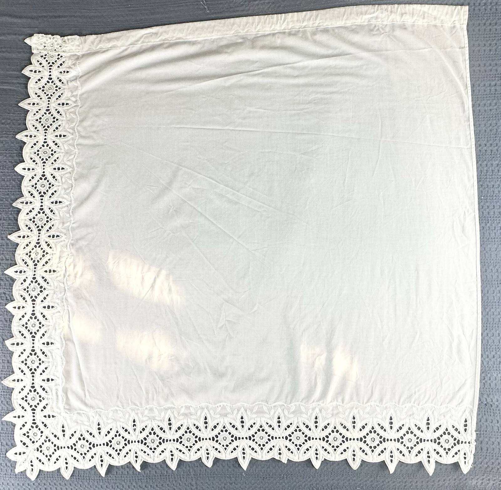 2 White 39″x39″ Custom Eyelet Trim Rod Window Treatment Curtain Drapes