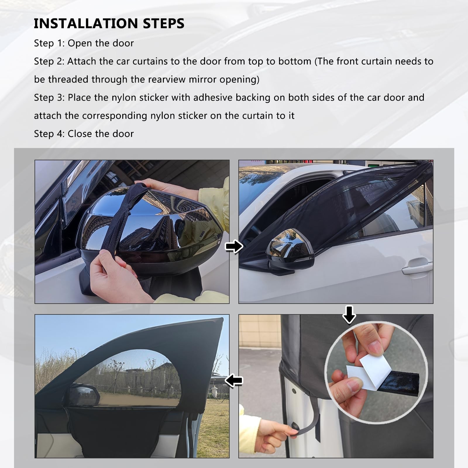 4PCS Zipper Car Window Shades for Side Window,Mesh & Blackout Car Windows Scr…