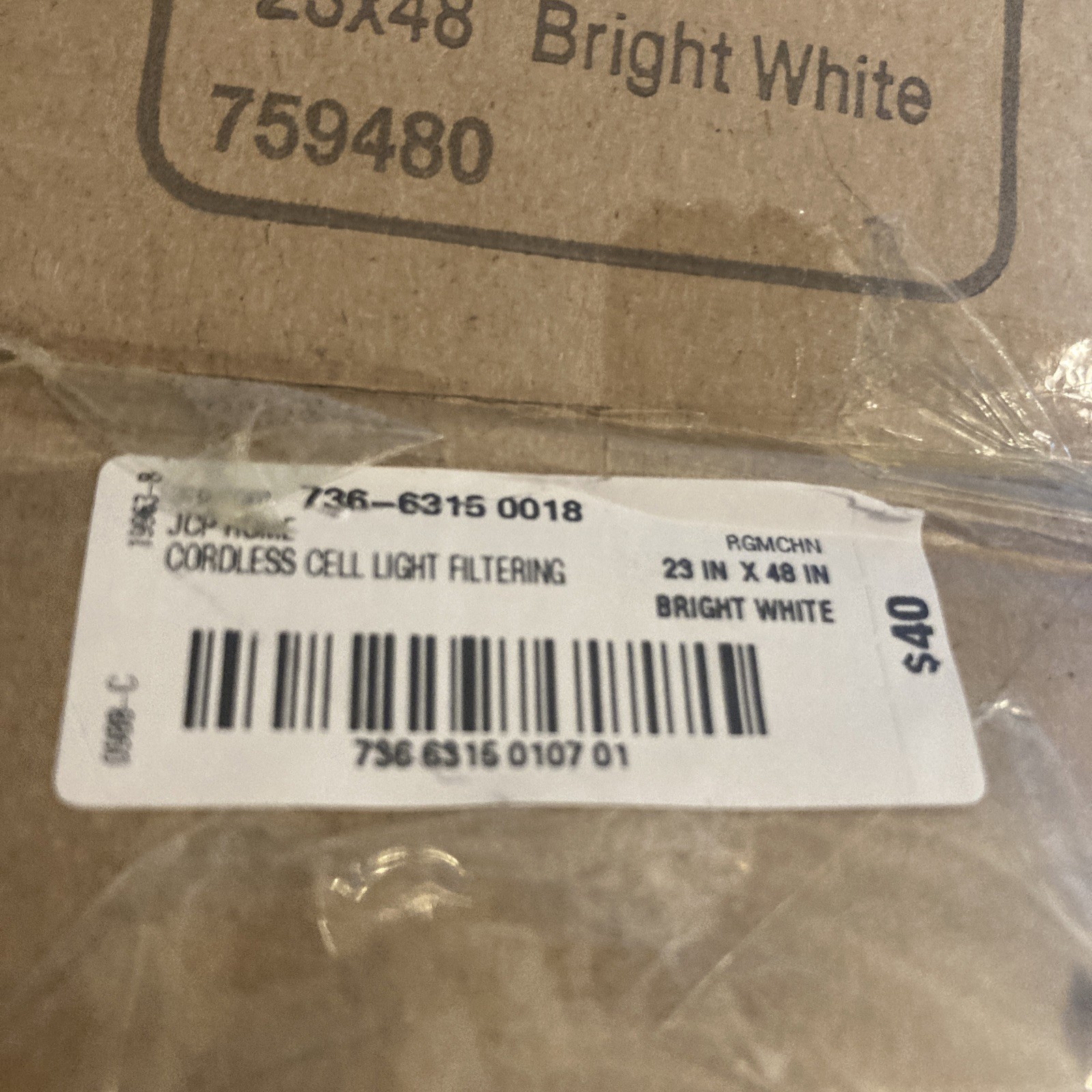 Cordless Cell Light Filtering Bright White 23″ x 48″ Fabric Mini Blinds-set of 2