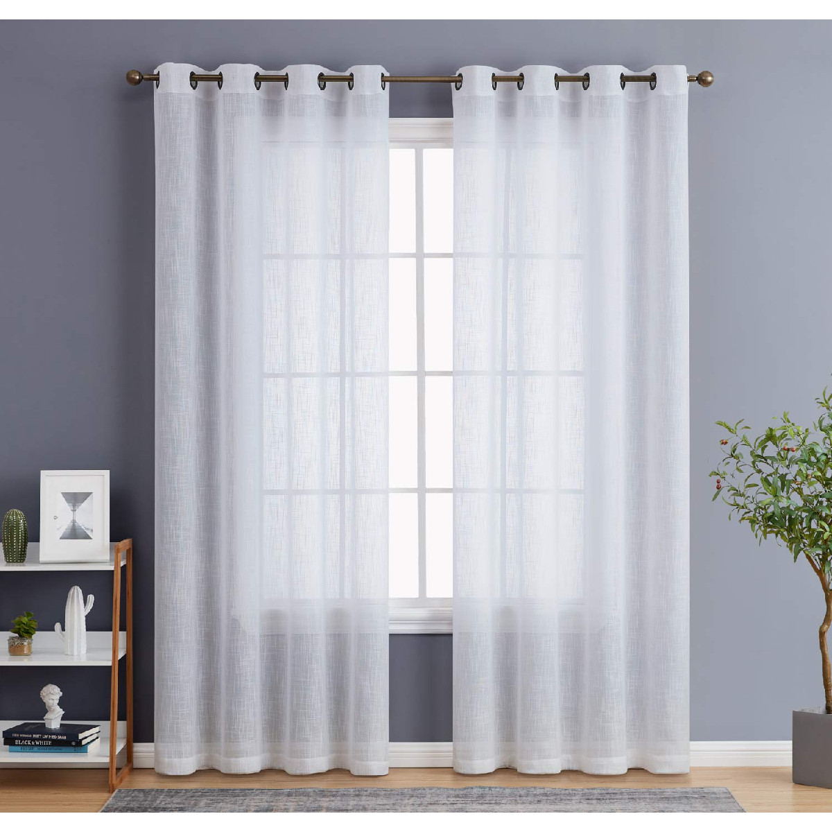 Hlc.Me Abbey Faux Linen Textured Semi Sheer Privacy Sun Light Filtering